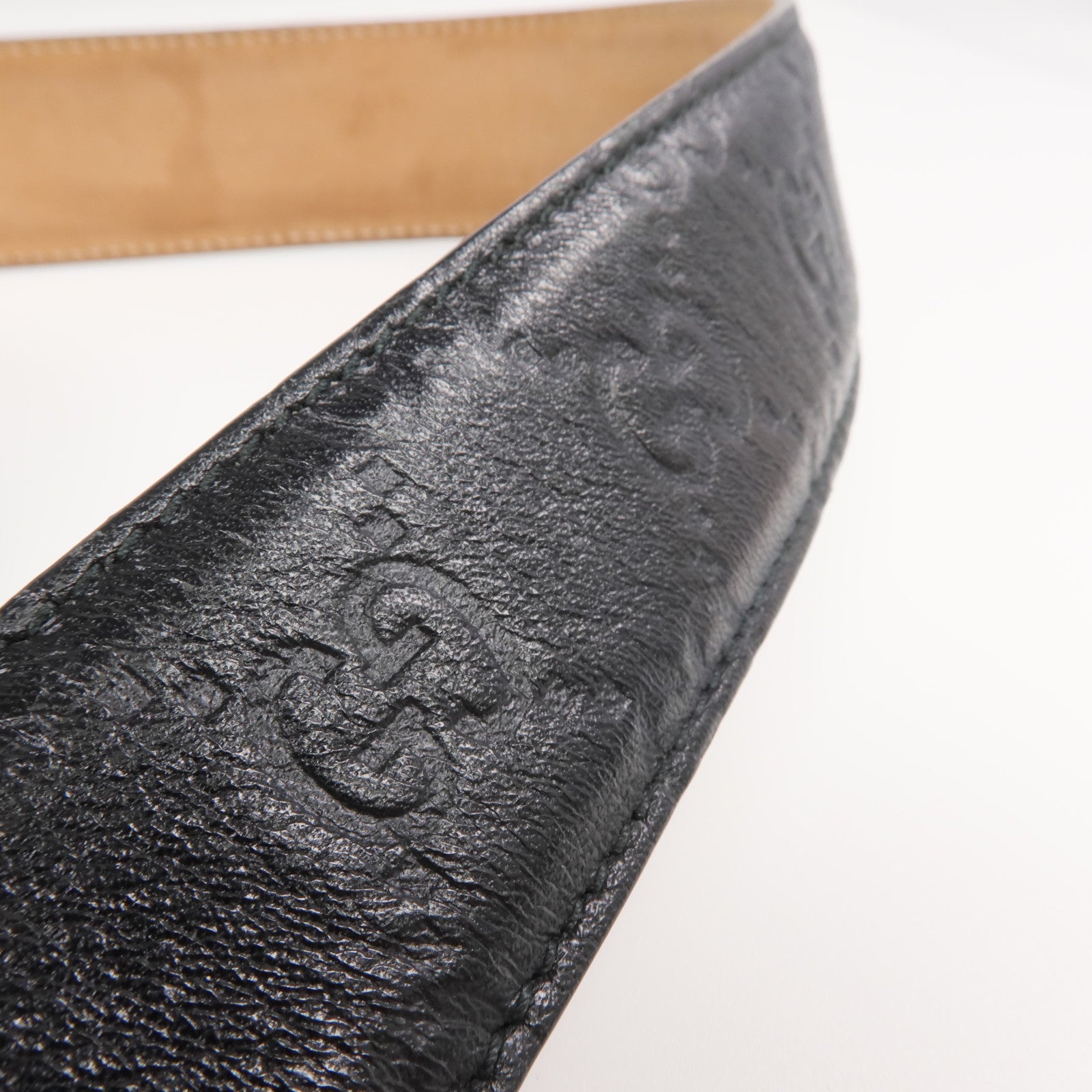 GUCCI 牛皮皮革Belt銀扣皮帶