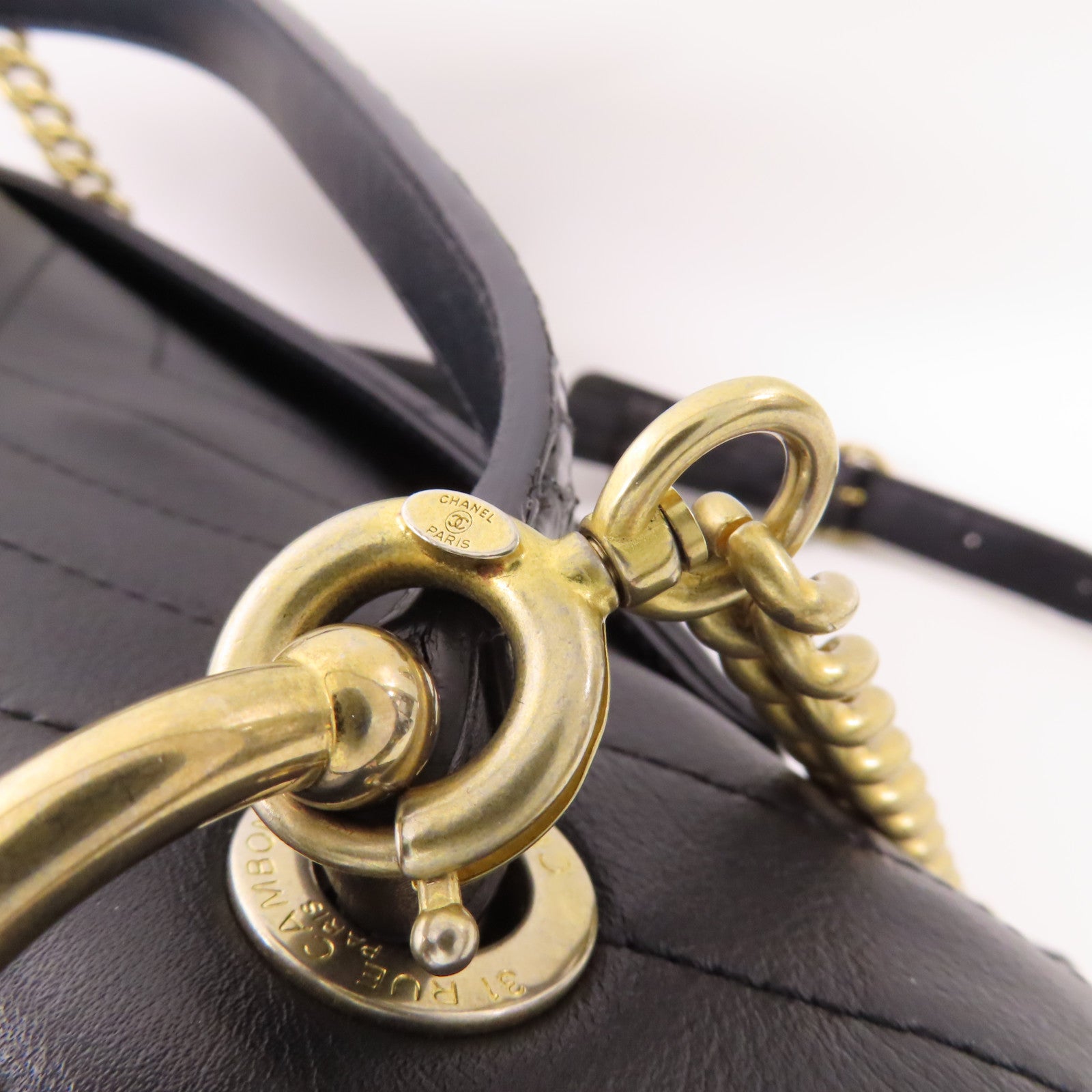 CHANEL 【激減優惠】蛇皮/牛皮皮革金扣2 Way Bag手挽肩背兩用袋