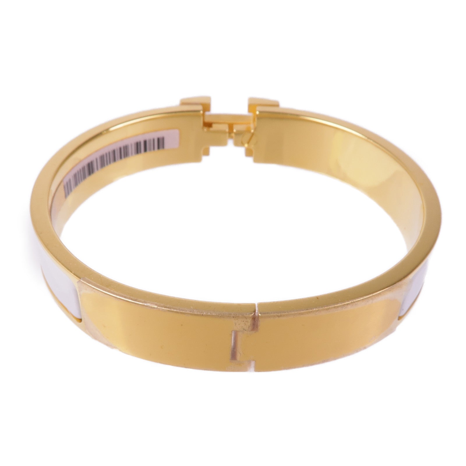 HERMES GHW Clic H Bracelet Bangle Meatl White