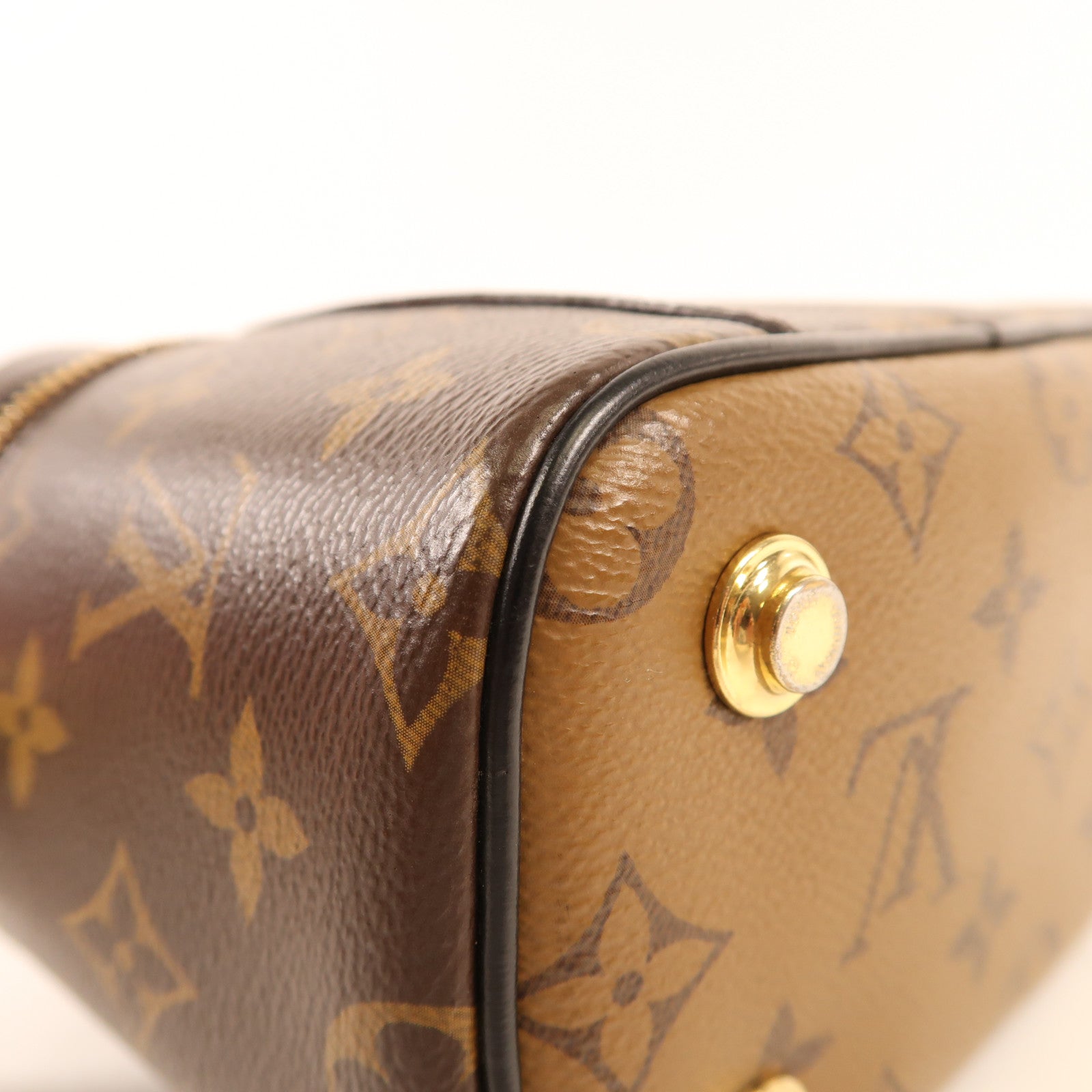 LOUIS VUITTON Monogram Reverse Vanity PM金扣手挽肩背兩用袋棕色