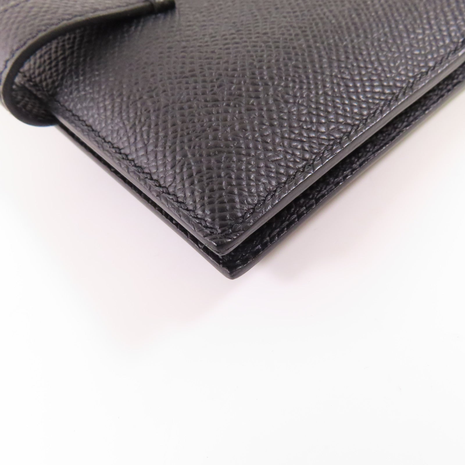 HERMES Epsom皮革Bearn Compact Wallet金扣錢包Noir