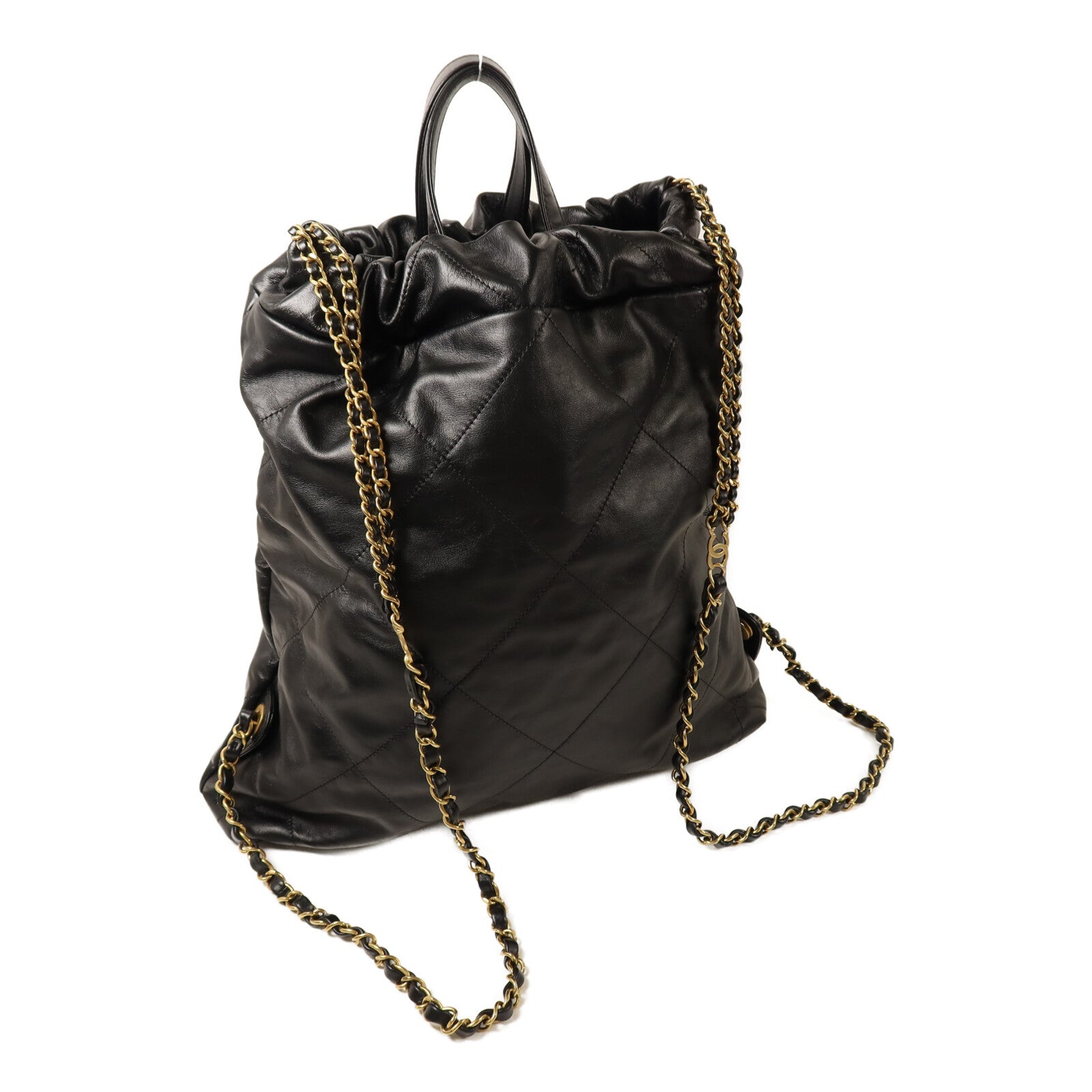 CHANEL 【激減優惠】牛皮皮革22 Backpack金扣鏈帶背包
