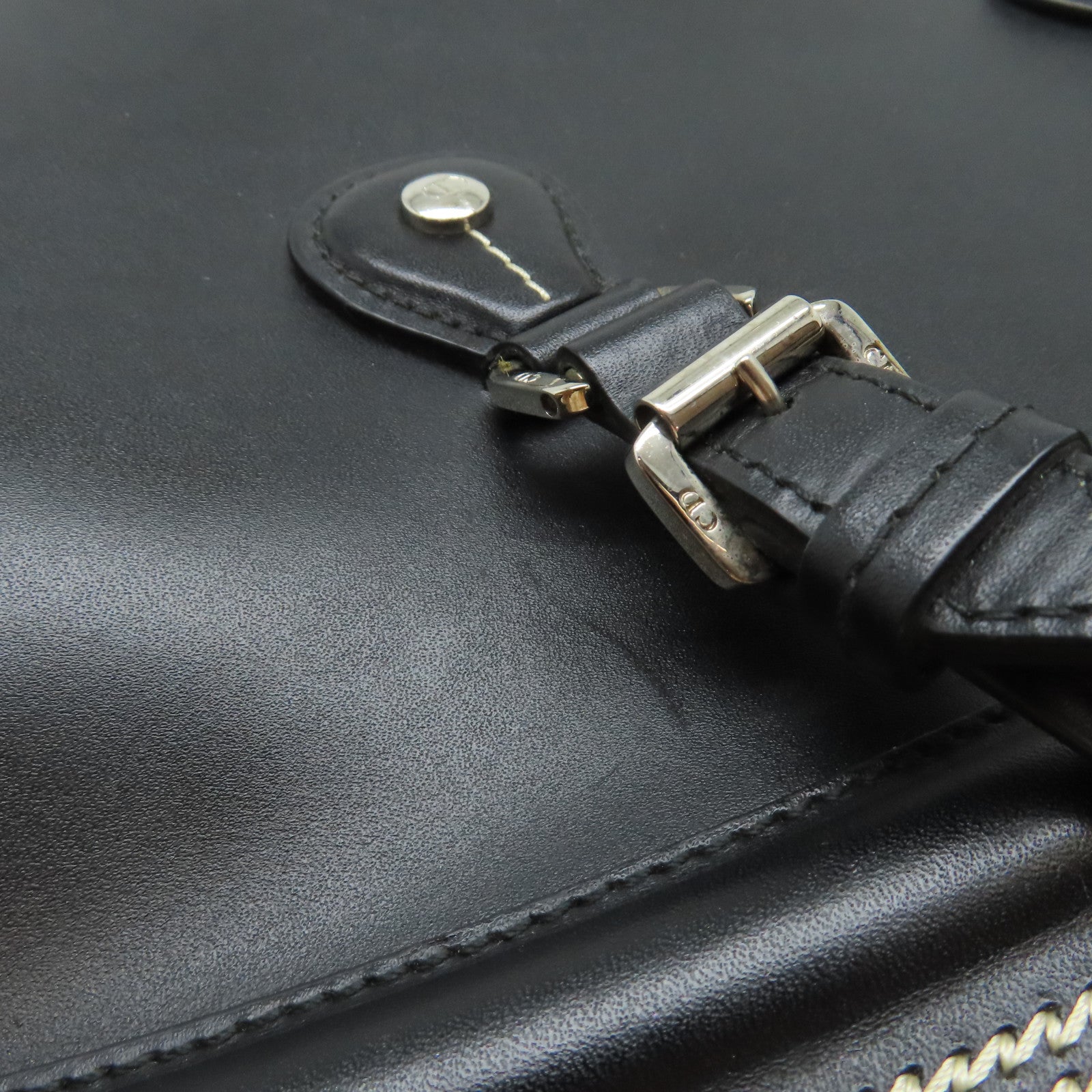 Dior 牛皮皮革Hand Bag銀扣手挽袋黑色