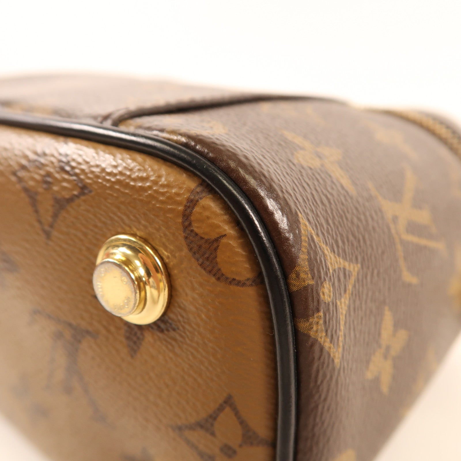 LOUIS VUITTON Monogram Reverse Vanity PM金扣手挽肩背兩用袋棕色