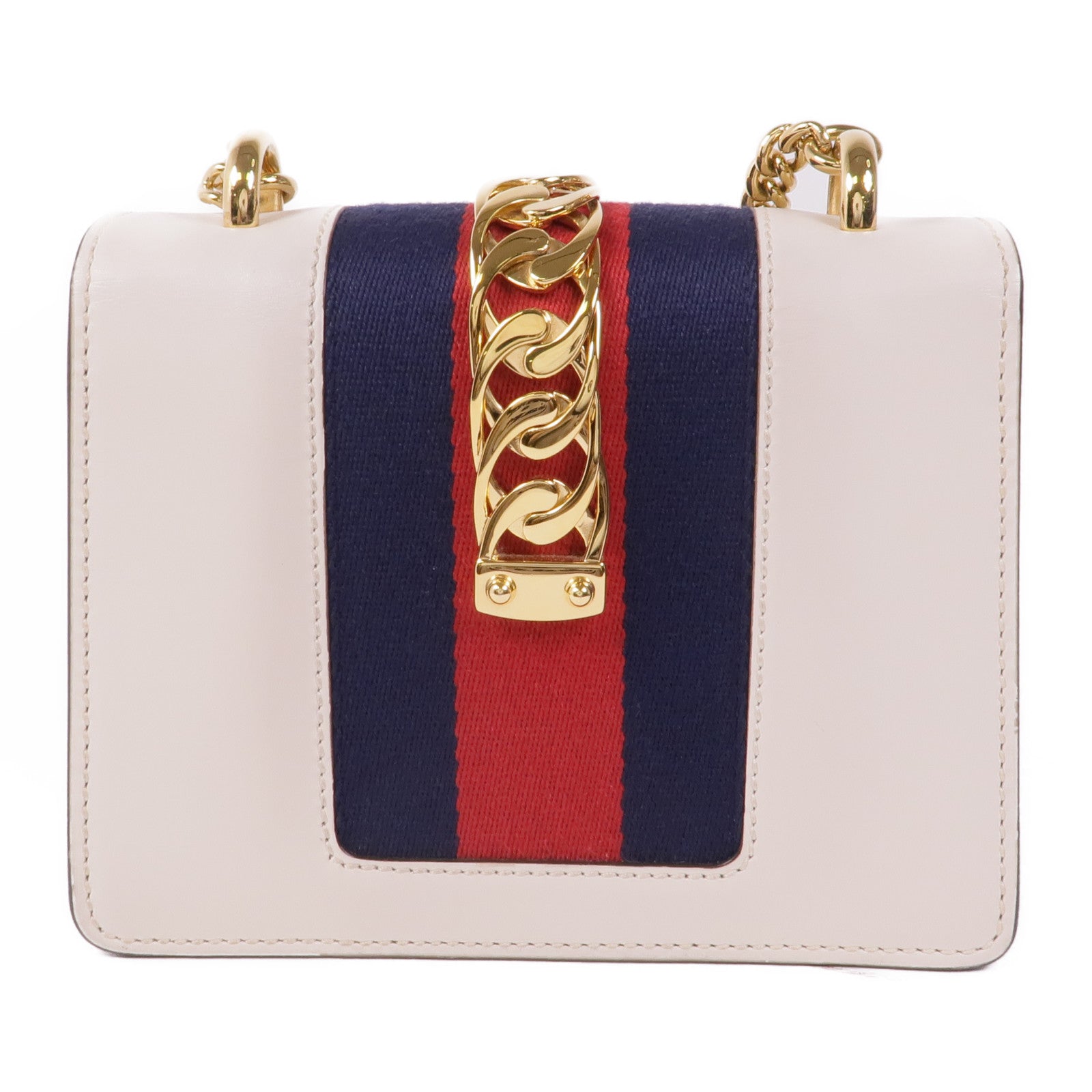 GUCCI 皮革Sylvie金扣鏈帶肩背袋