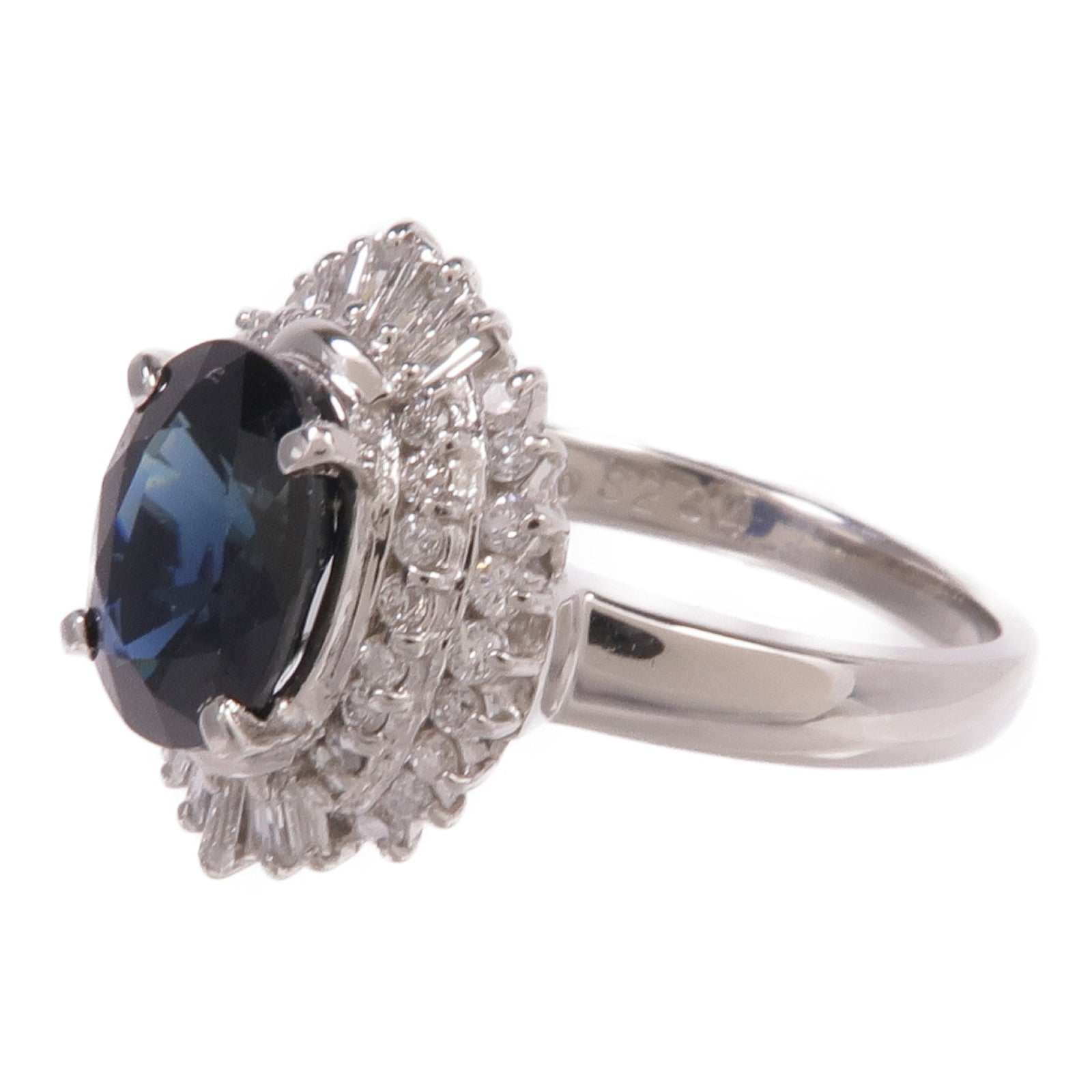 JEWELRY PT900鉑金Sapphire Diamond Ring藍寶石/鑽石戒指US#5.75