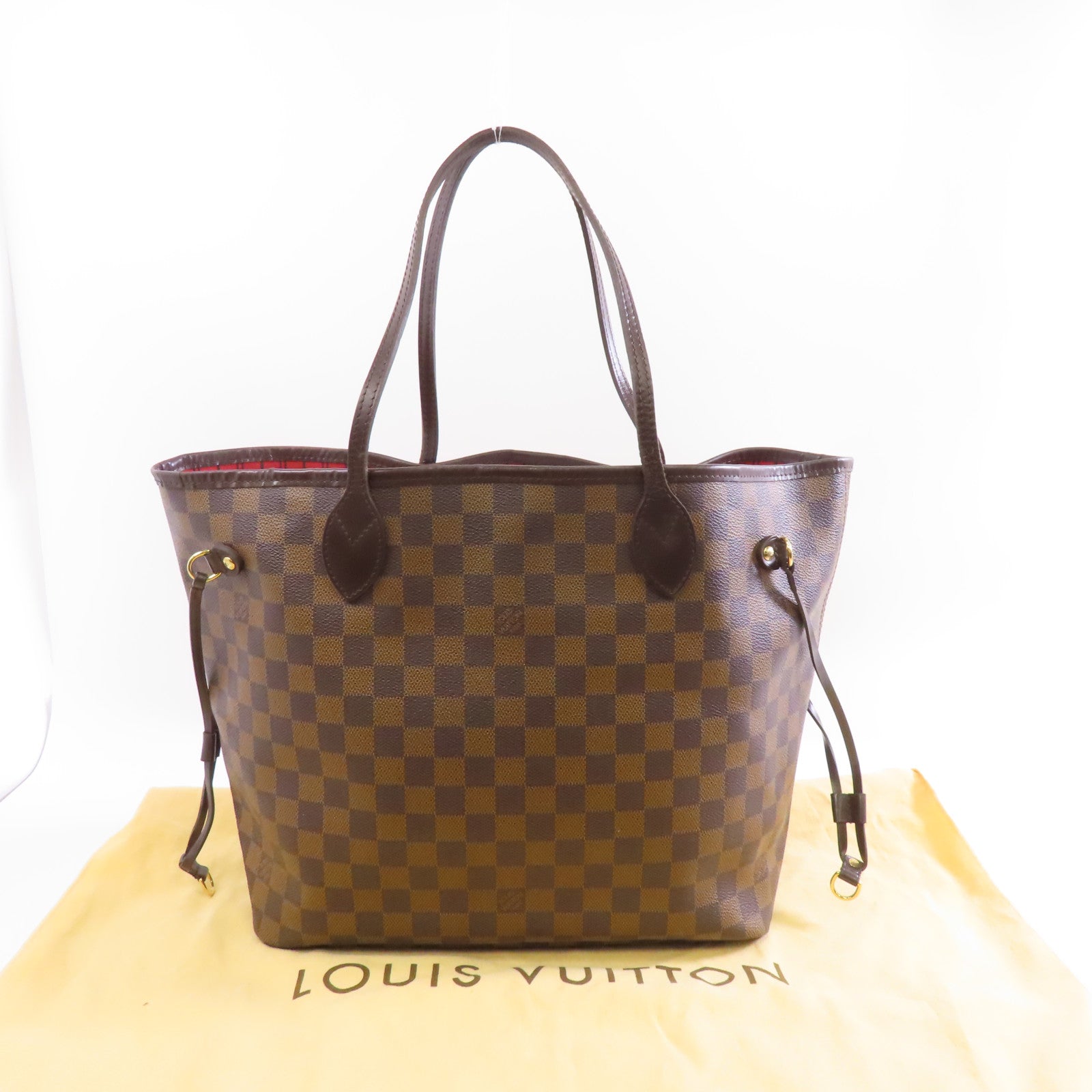 LOUIS VUITTON 【激減優惠】Damier Neverfull PM金扣肩背袋啡色