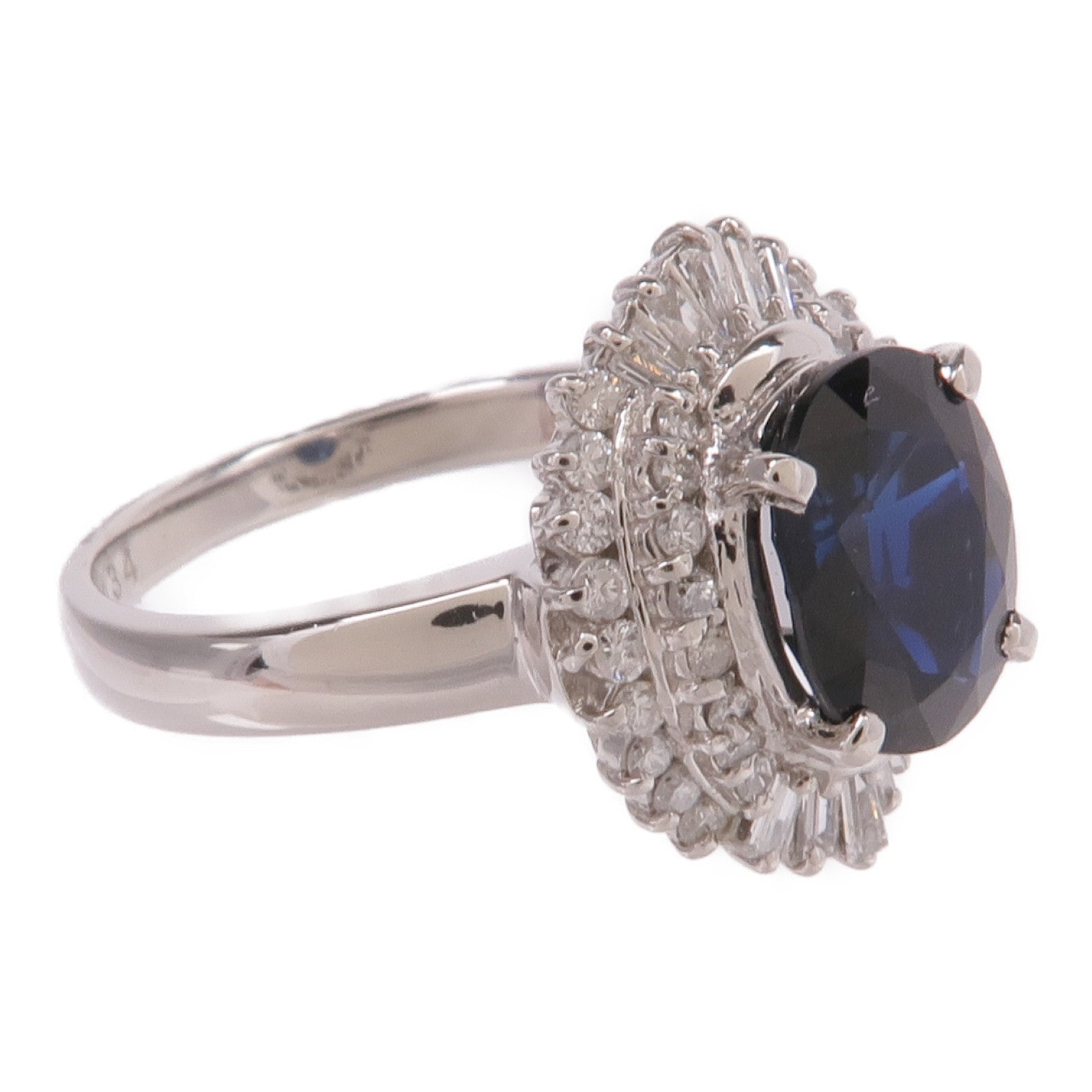 JEWELRY PT900鉑金Sapphire Diamond Ring藍寶石/鑽石戒指US#5.75