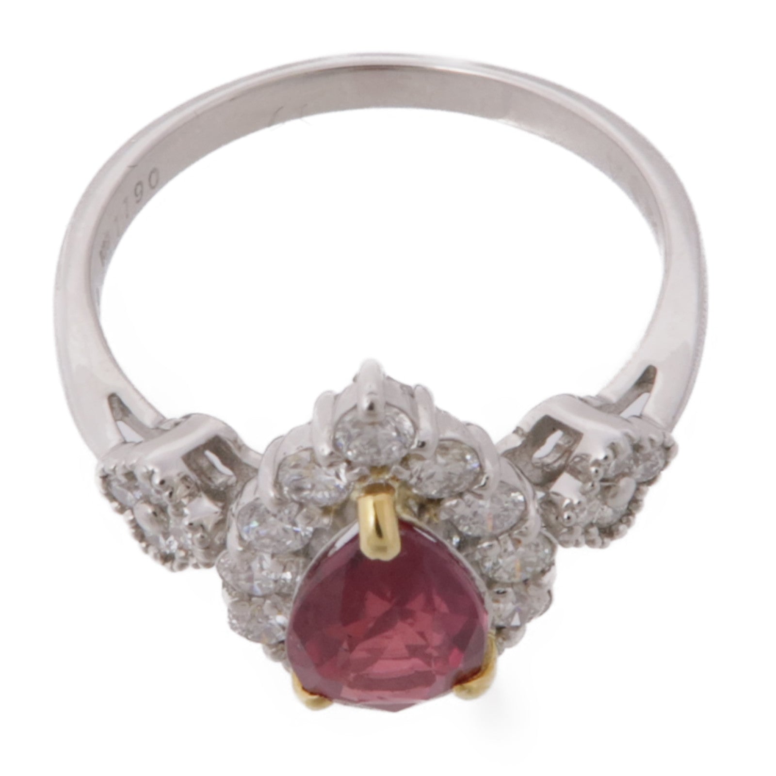 JEWELRY PT900鉑金/18K Ruby Diamond Ring紅寶石/鑽石US#6.25