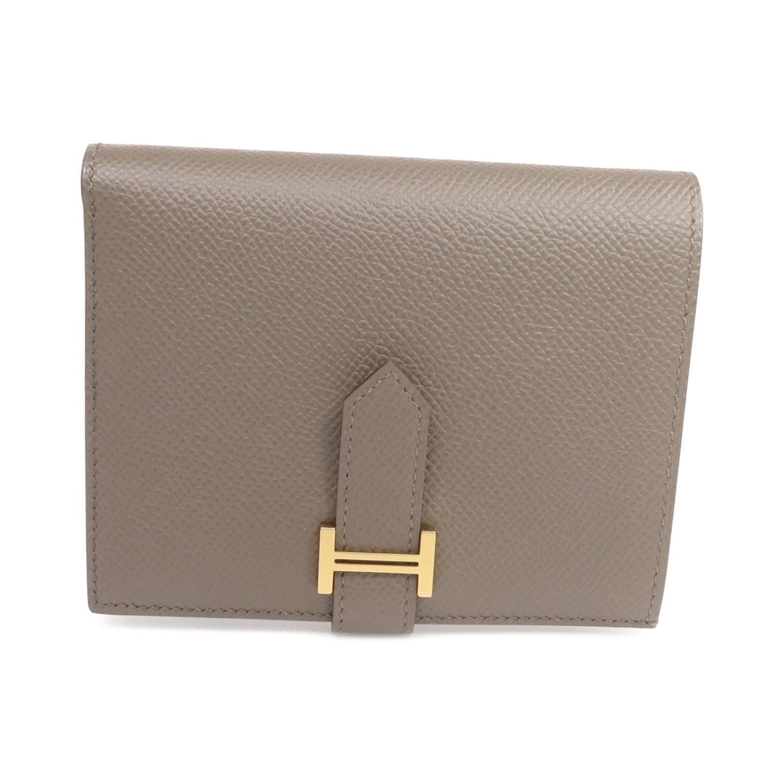 HERMES Epsom皮革Bearn Wallet金扣錢包Etain