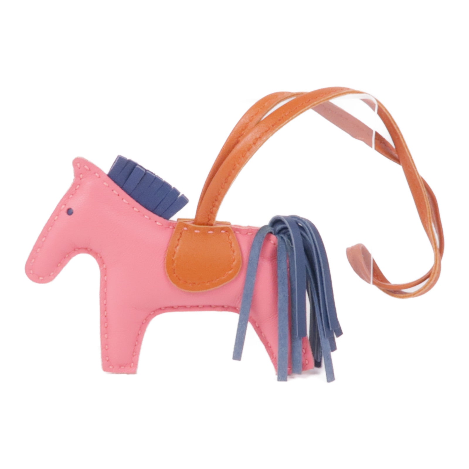 HERMES Rodeo PM Charm Milo Veau Swift Leather Rose Azalee Bleu De Malte