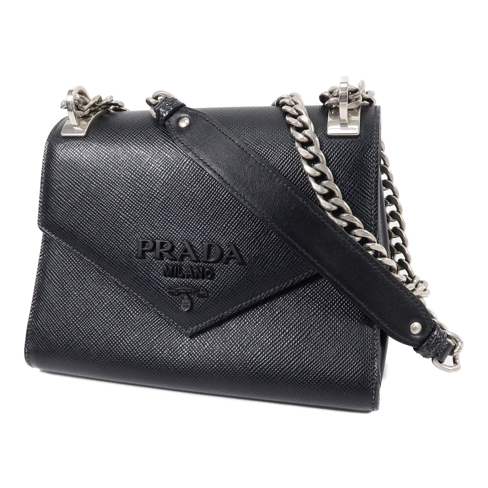 PRADA Saffiano Monochrome鏈帶肩背袋