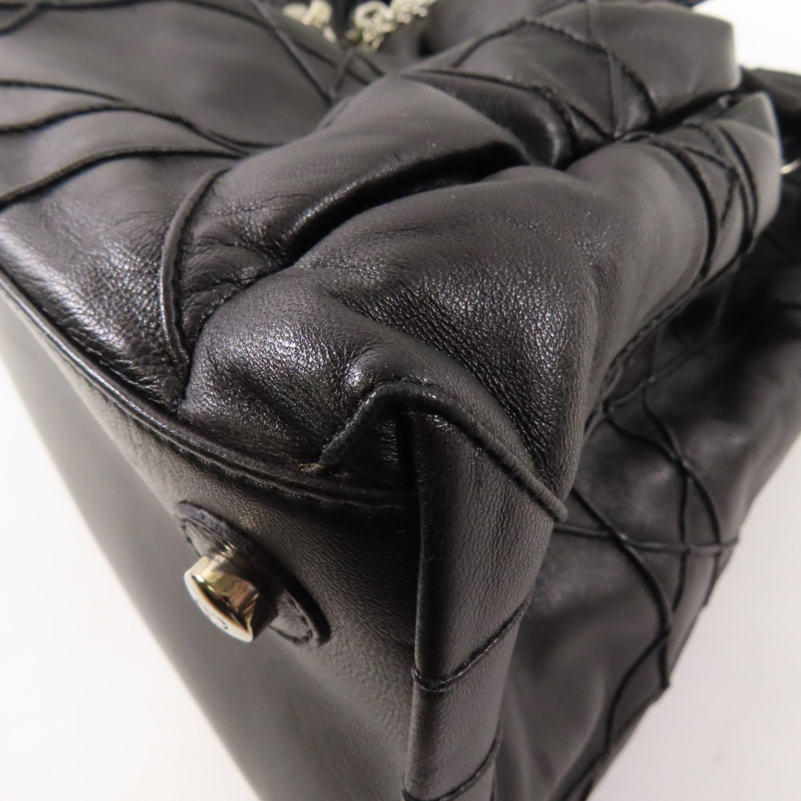 Dior 皮革Shoulder Bag銀扣鏈帶肩背袋黑色