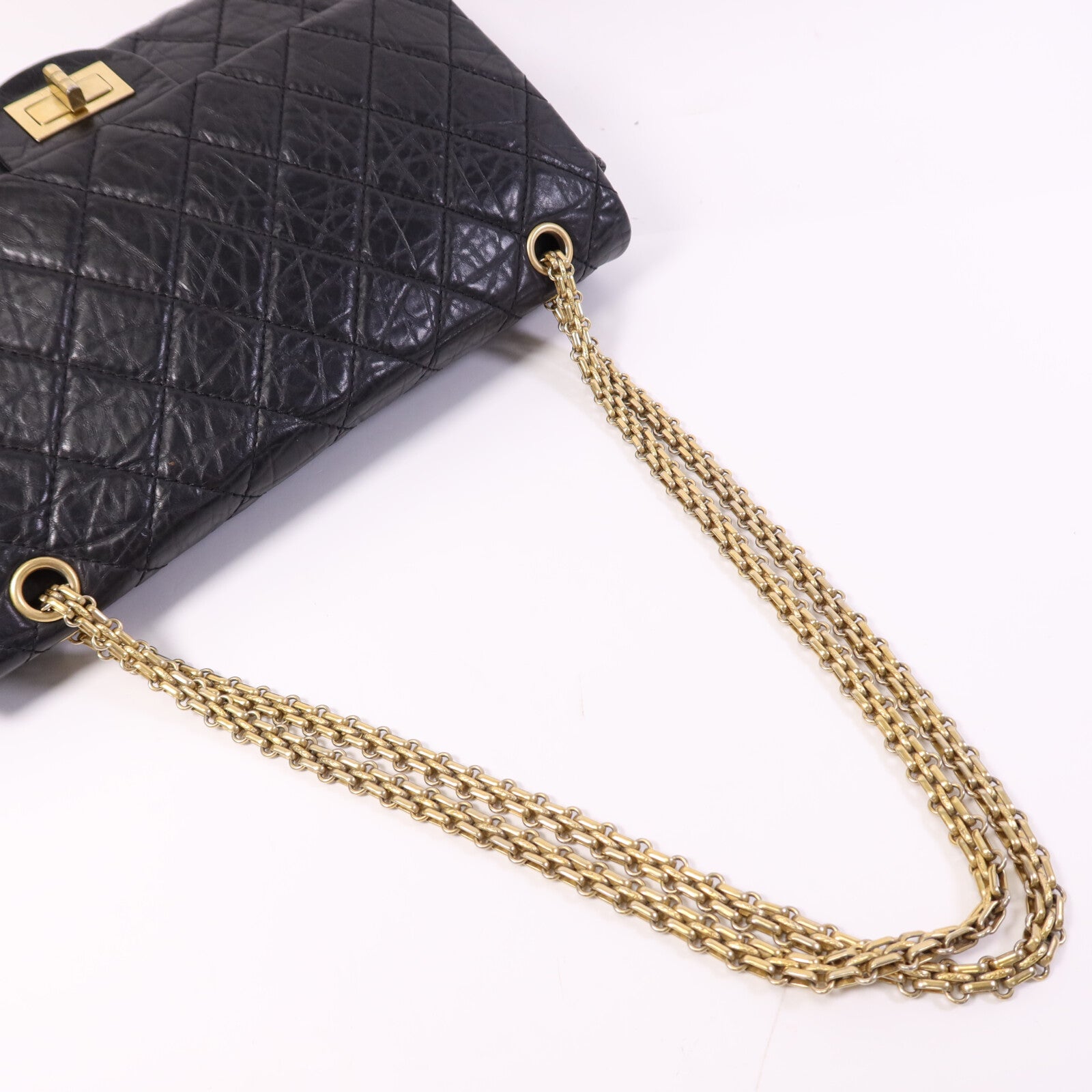 CHANEL 【激減優惠】牛皮皮革2.55 Large金扣鏈帶肩背袋