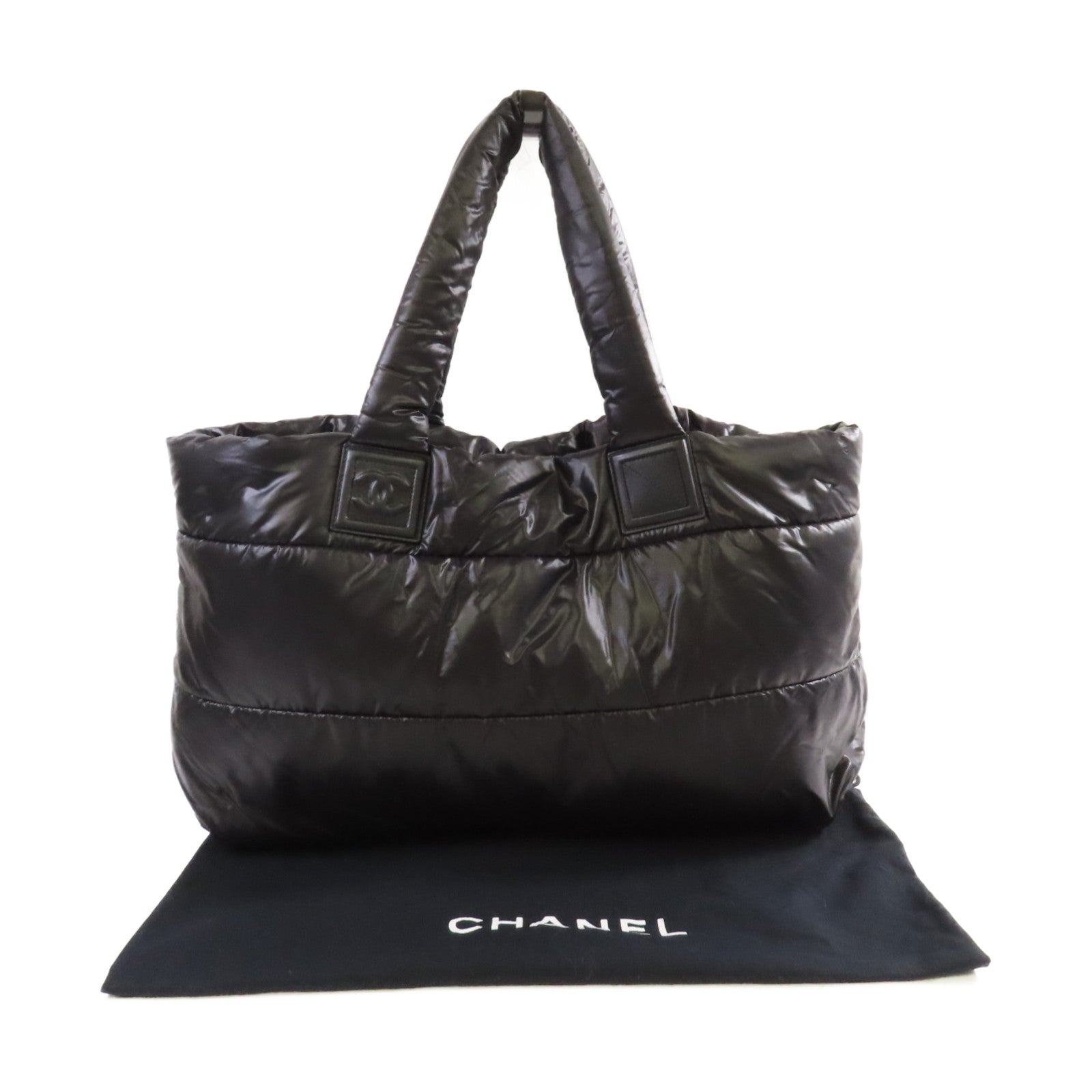 CHANEL 尼龍Coco Cocoon Shoulder Bag銀扣肩背袋黑色