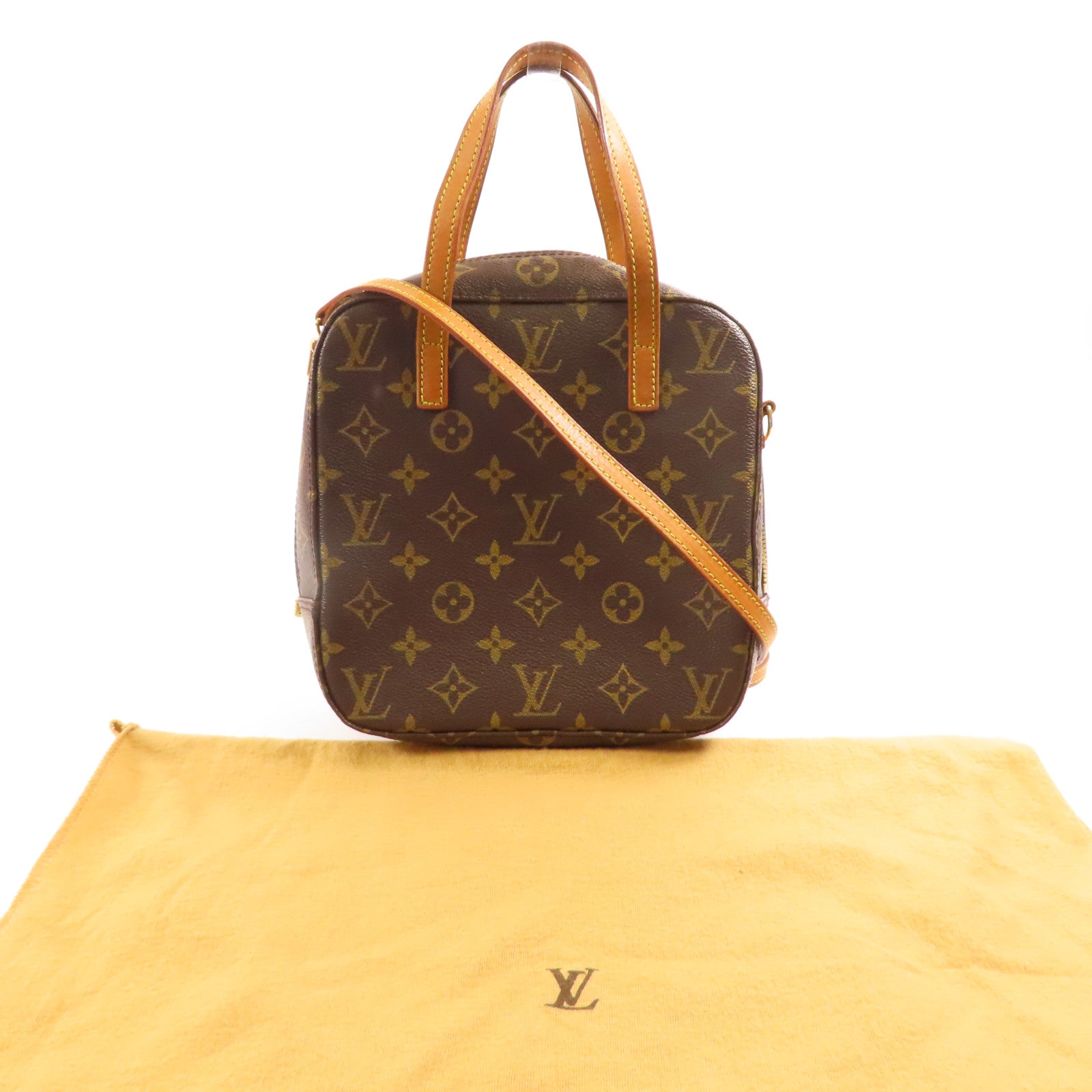 LOUIS VUITTON Monogram Spontini金扣手挽肩背兩用袋棕色