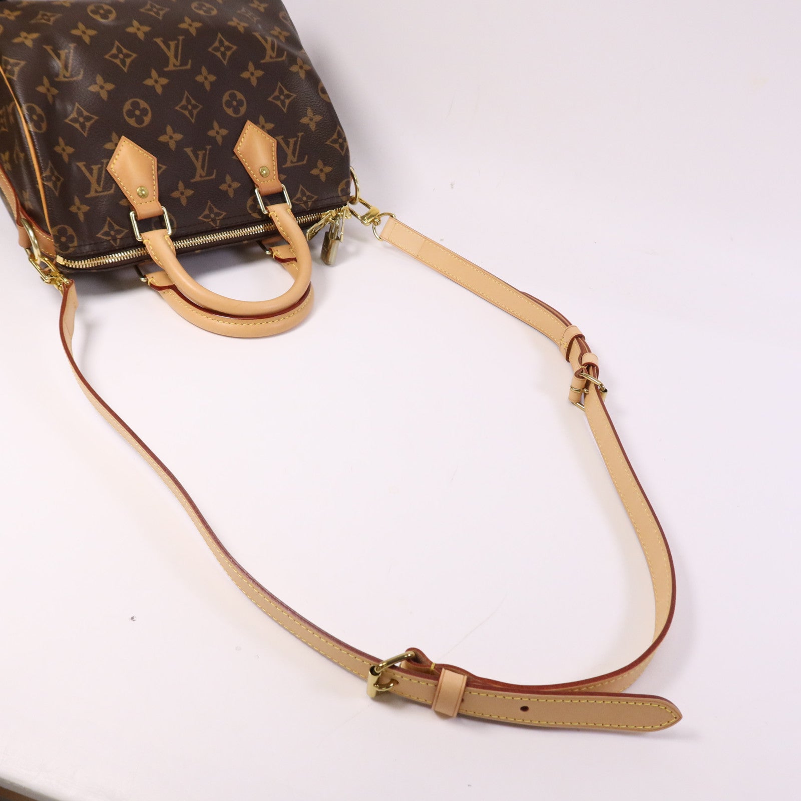 LOUIS VUITTON Monogram Speedy Bandouliere 25金扣手挽肩背兩用袋