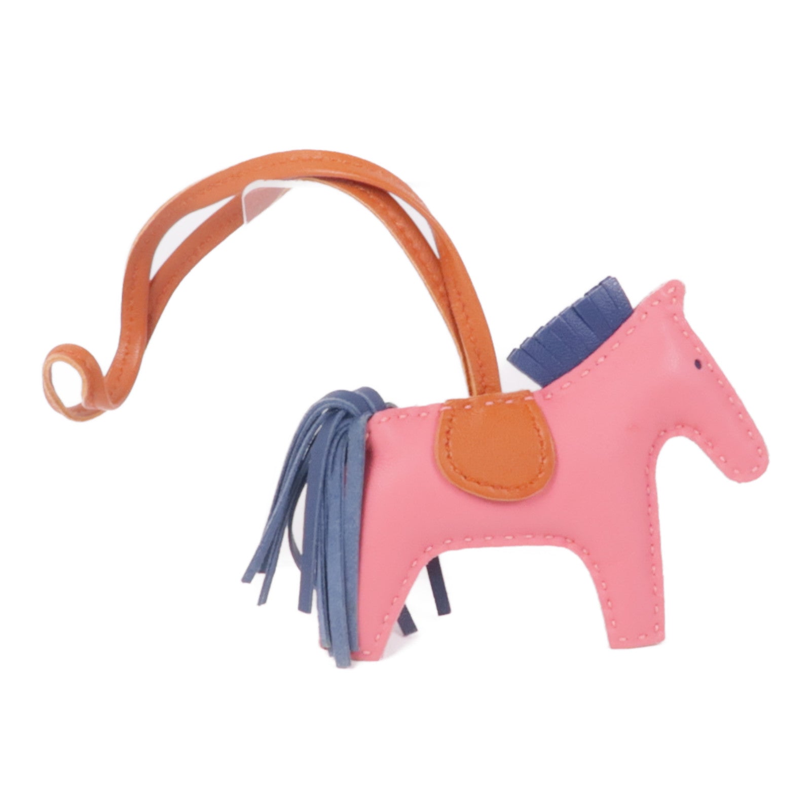 HERMES Rodeo PM Charm Milo Veau Swift Leather Rose Azalee Bleu De Malte