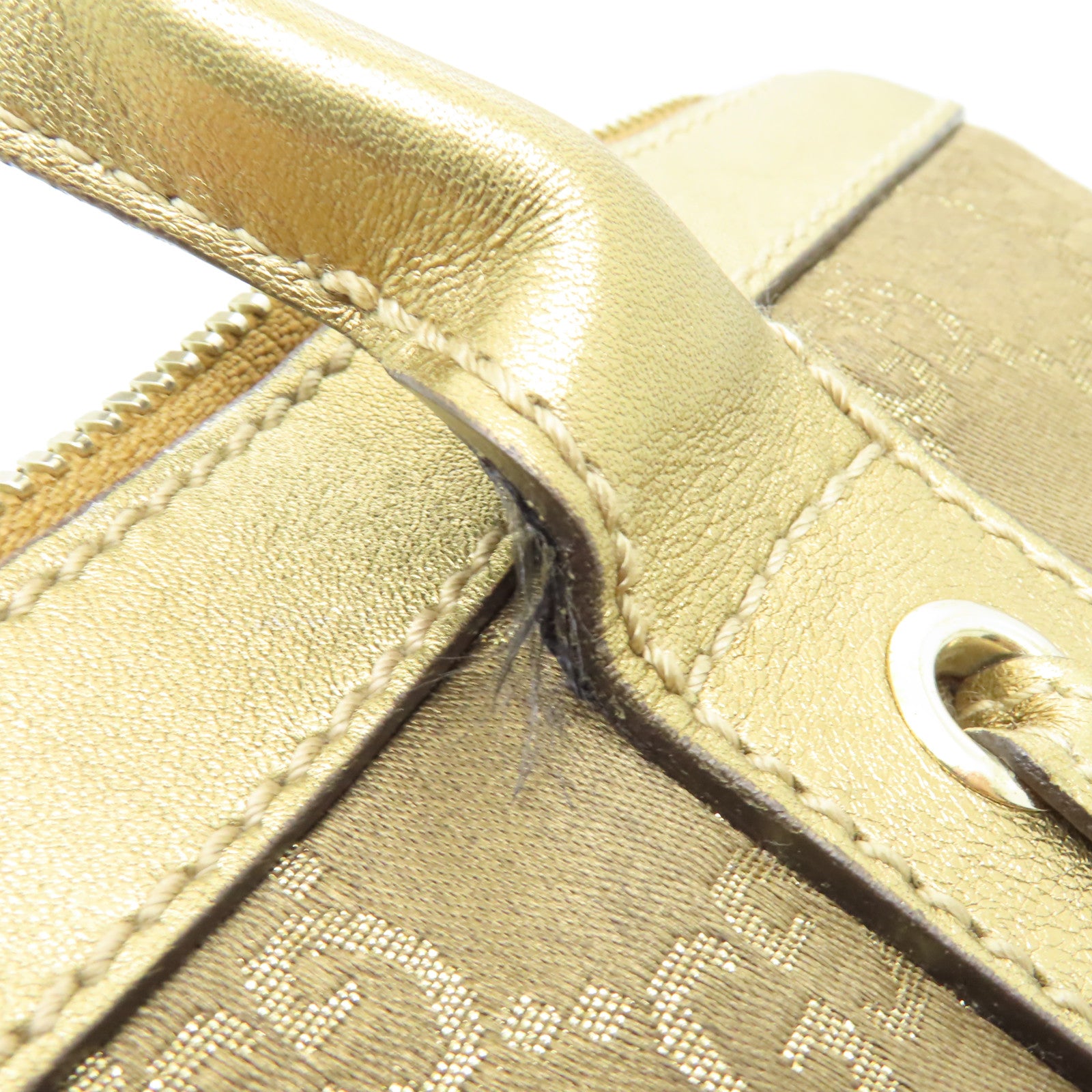 GUCCI 帆布Shoulder Bag金扣肩背袋啡色/金色