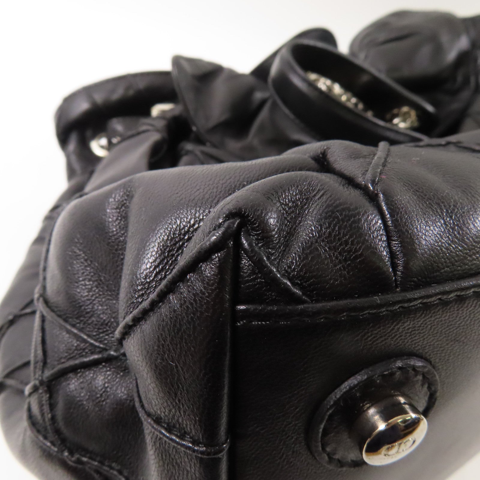 Dior 皮革Shoulder Bag銀扣鏈帶肩背袋黑色