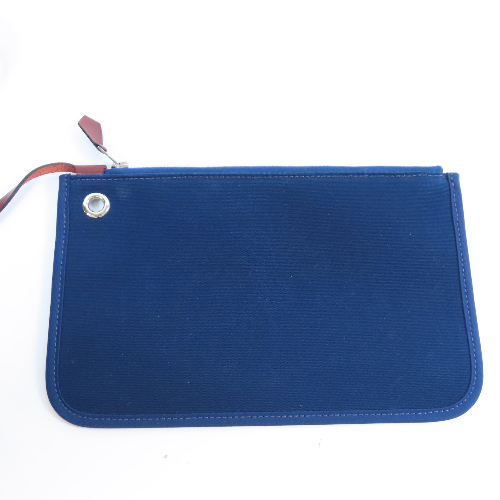 HERMES 帆布/皮革Herbag PM銀扣手挽肩背兩用袋Bleu Saphir寶石藍色