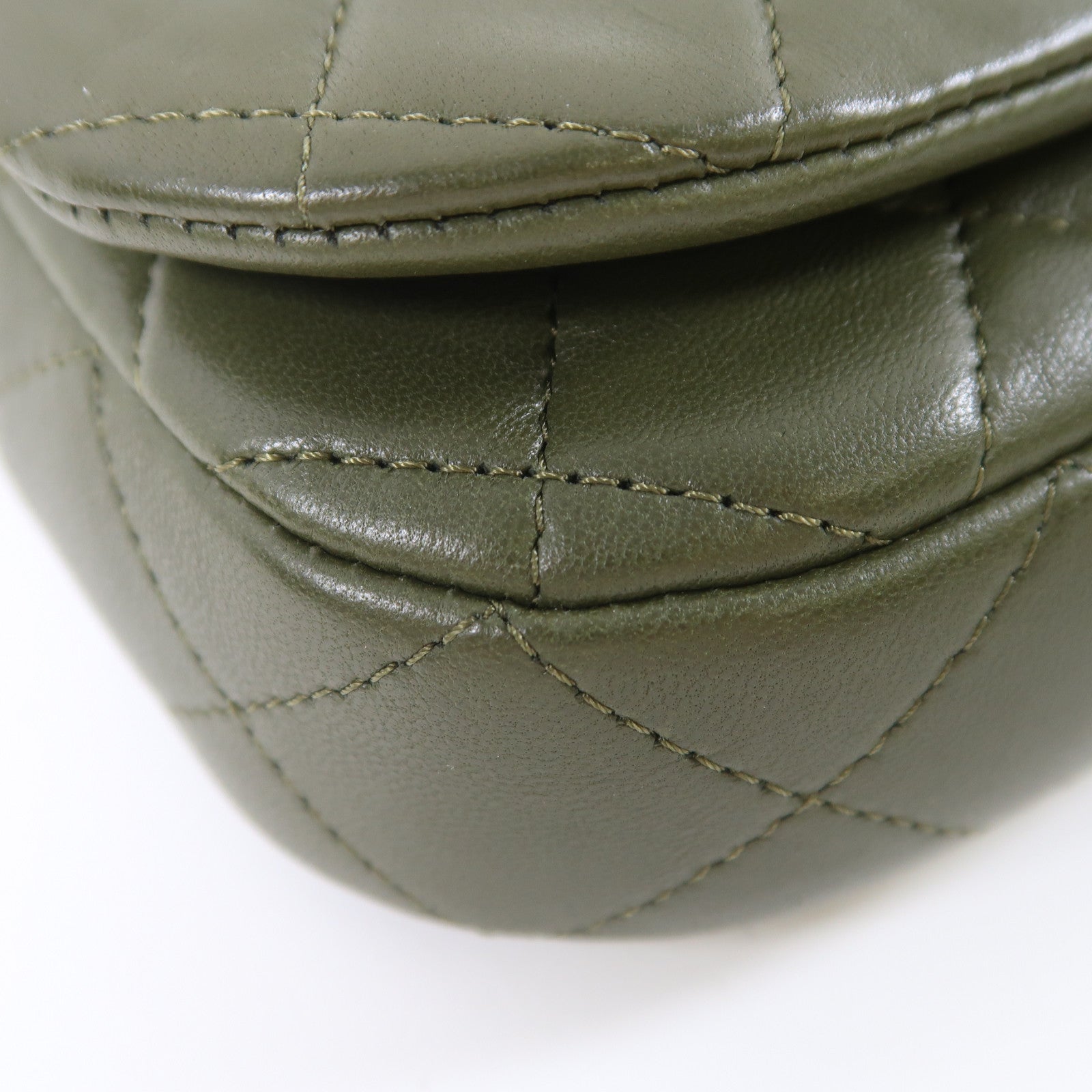CHANEL 菱格羊皮皮革Shoulder Bag金扣鏈帶肩背袋綠色