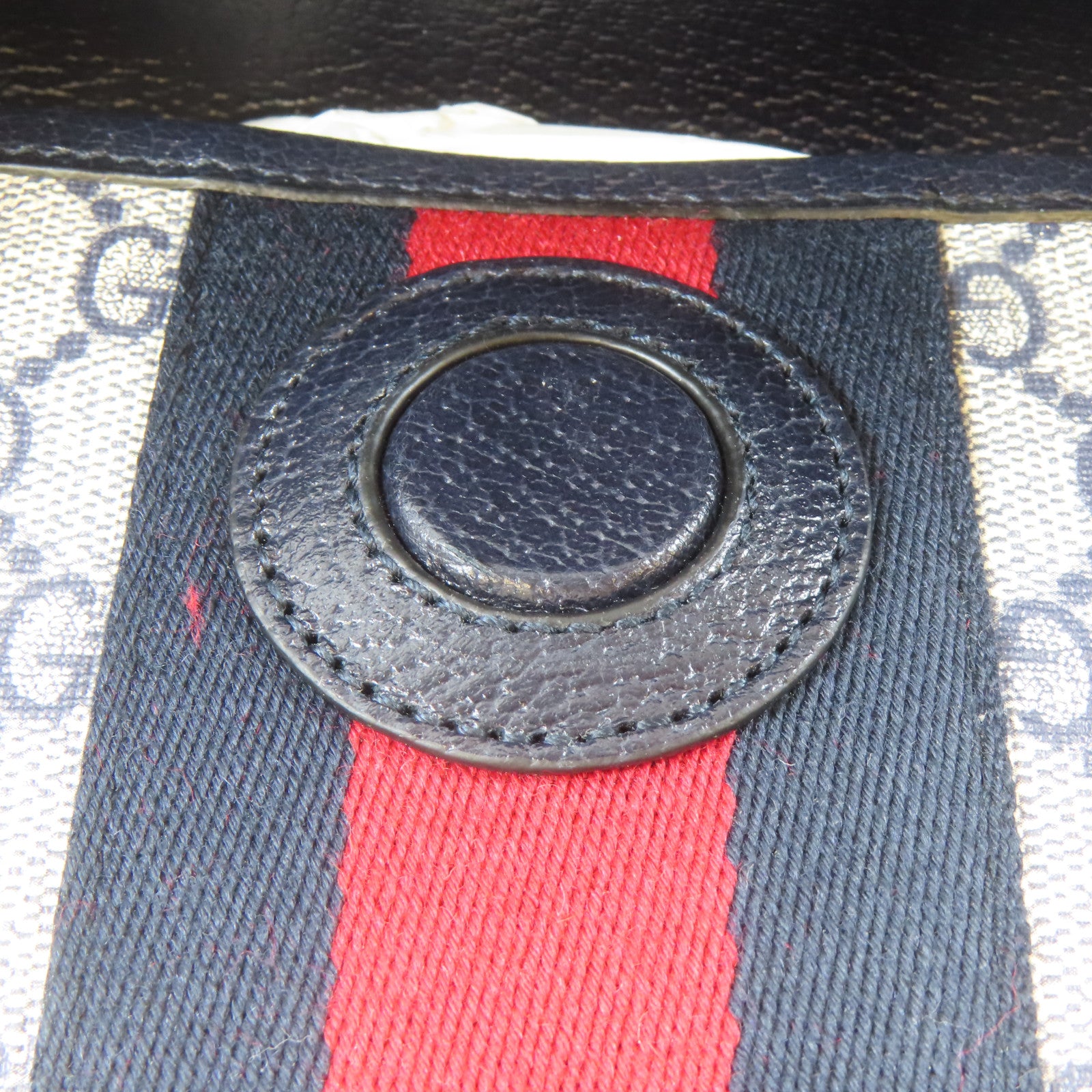 GUCCI 塗層帆布Ophidia Belt Bag銀扣腰包藍色/米白色