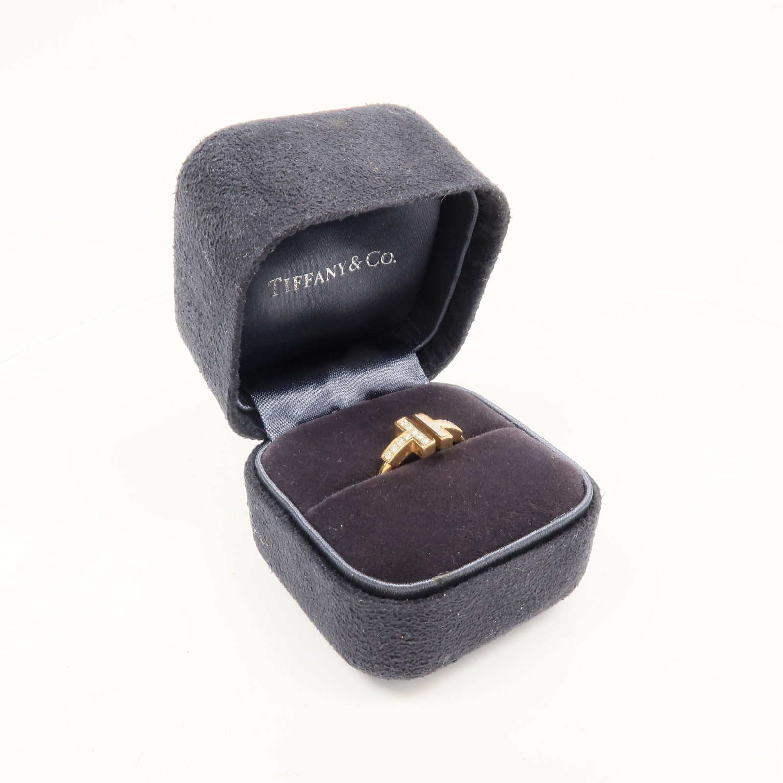 TIFFANY＆CO 【激減優惠】18K玫瑰金/珍珠貝殼Diamond T Wire鑽石戒指US#5.25