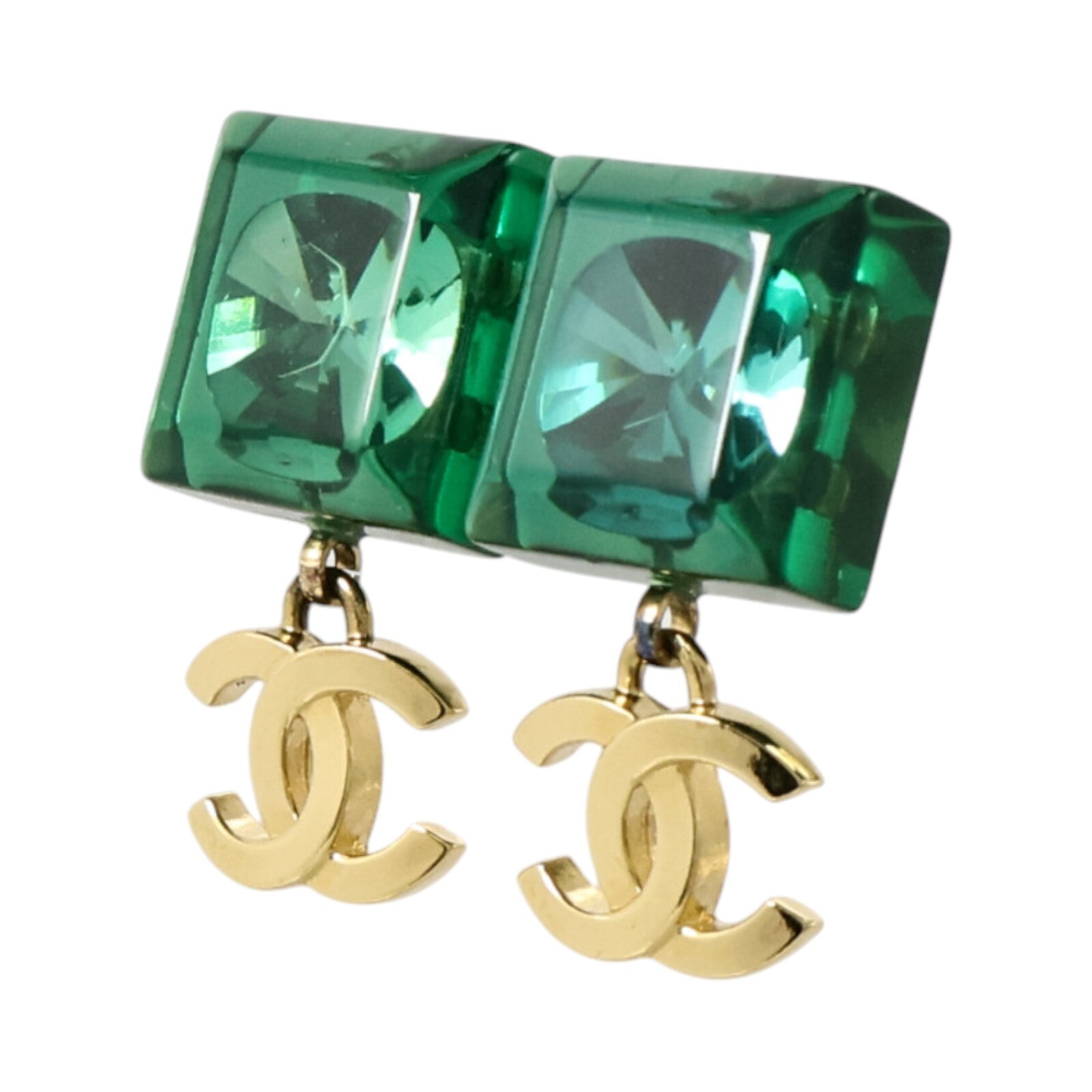 CHANEL PVC/金屬Cube CC Dangle Earrings耳環