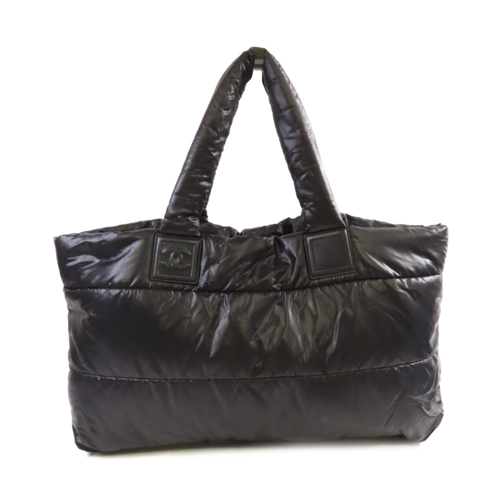 CHANEL 尼龍Coco Cocoon Shoulder Bag銀扣肩背袋黑色