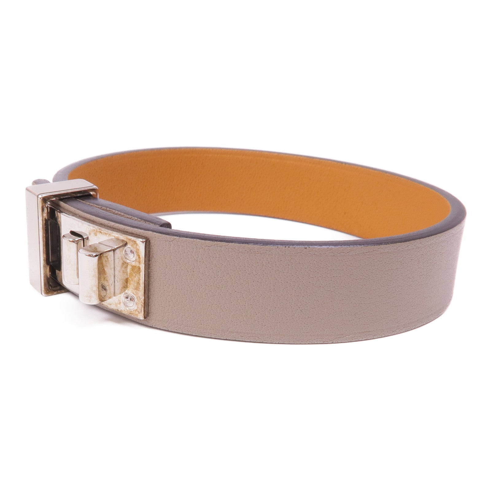 HERMES Swift皮革Mini Dog Bracelet銀扣手帶