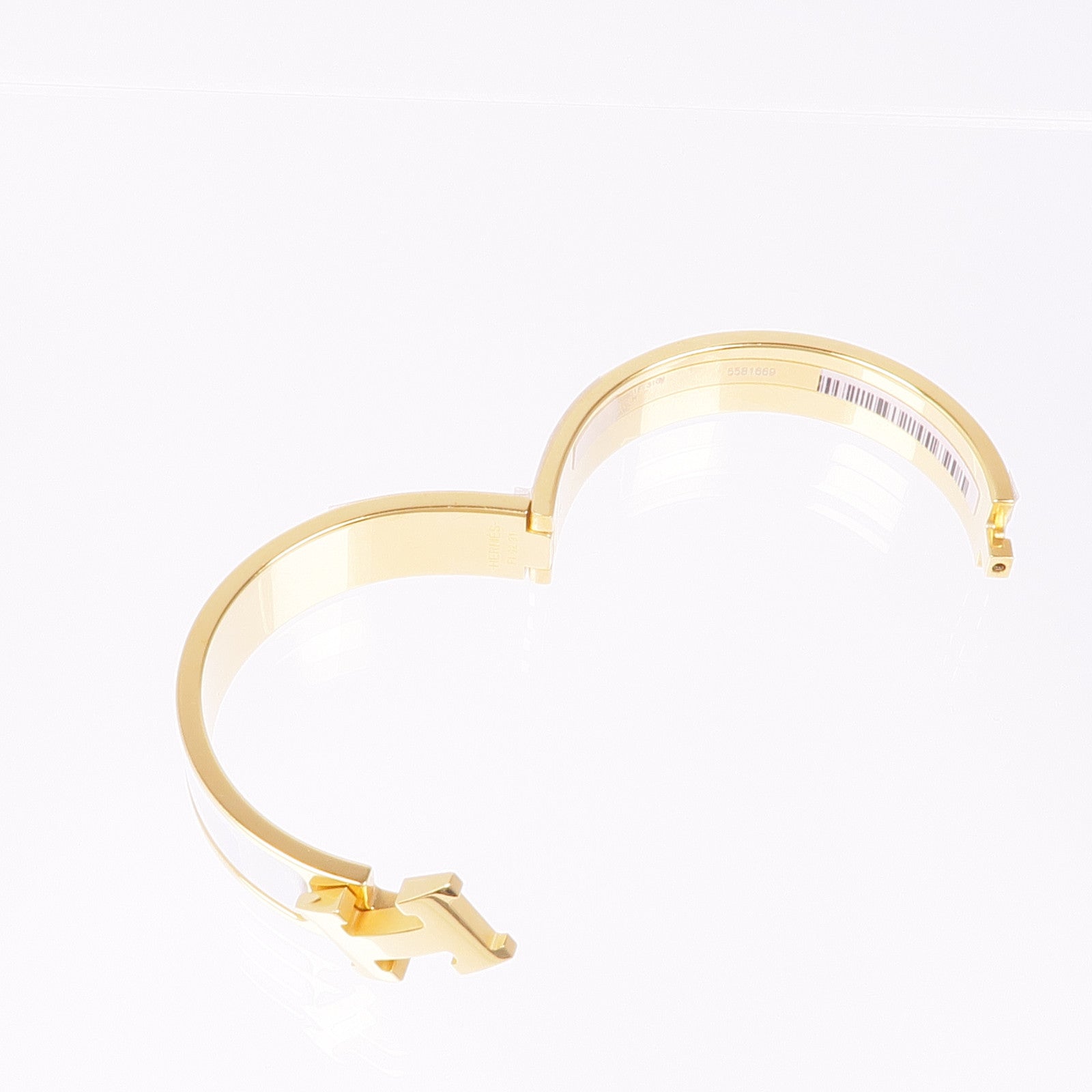 HERMES GHW Clic H Bracelet Bangle Meatl White