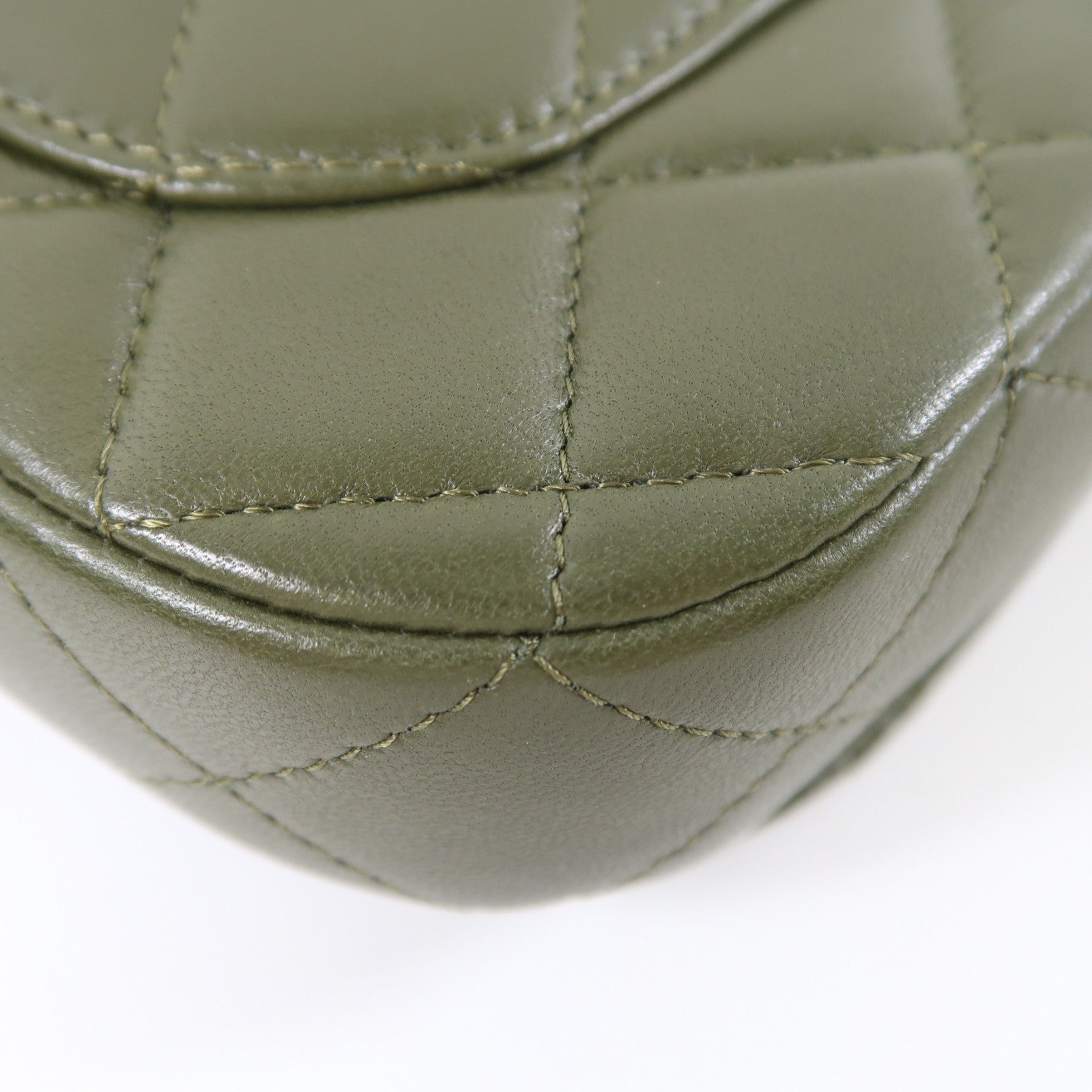 CHANEL 菱格羊皮皮革Shoulder Bag金扣鏈帶肩背袋綠色