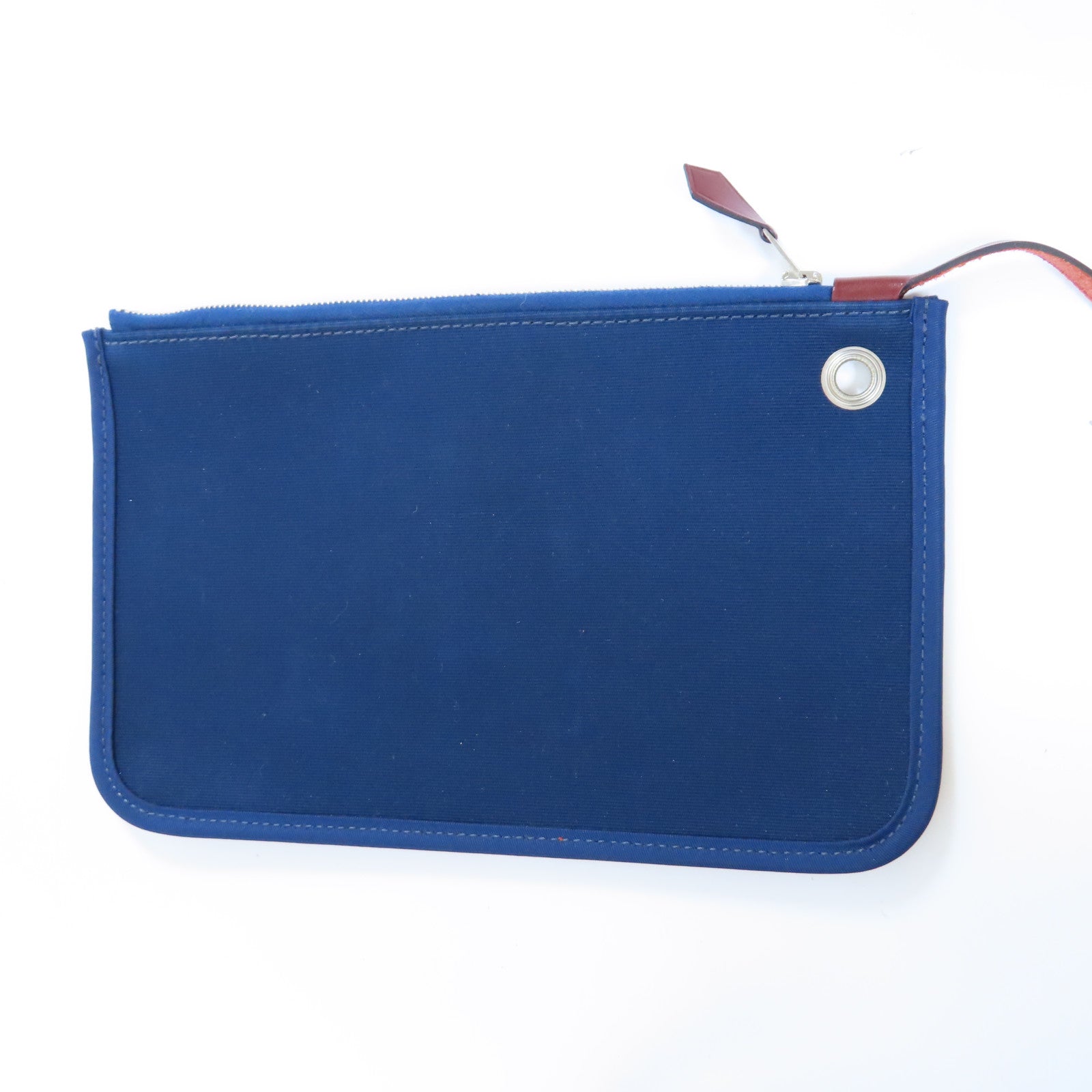 HERMES 帆布/皮革Herbag PM銀扣手挽肩背兩用袋Bleu Saphir寶石藍色