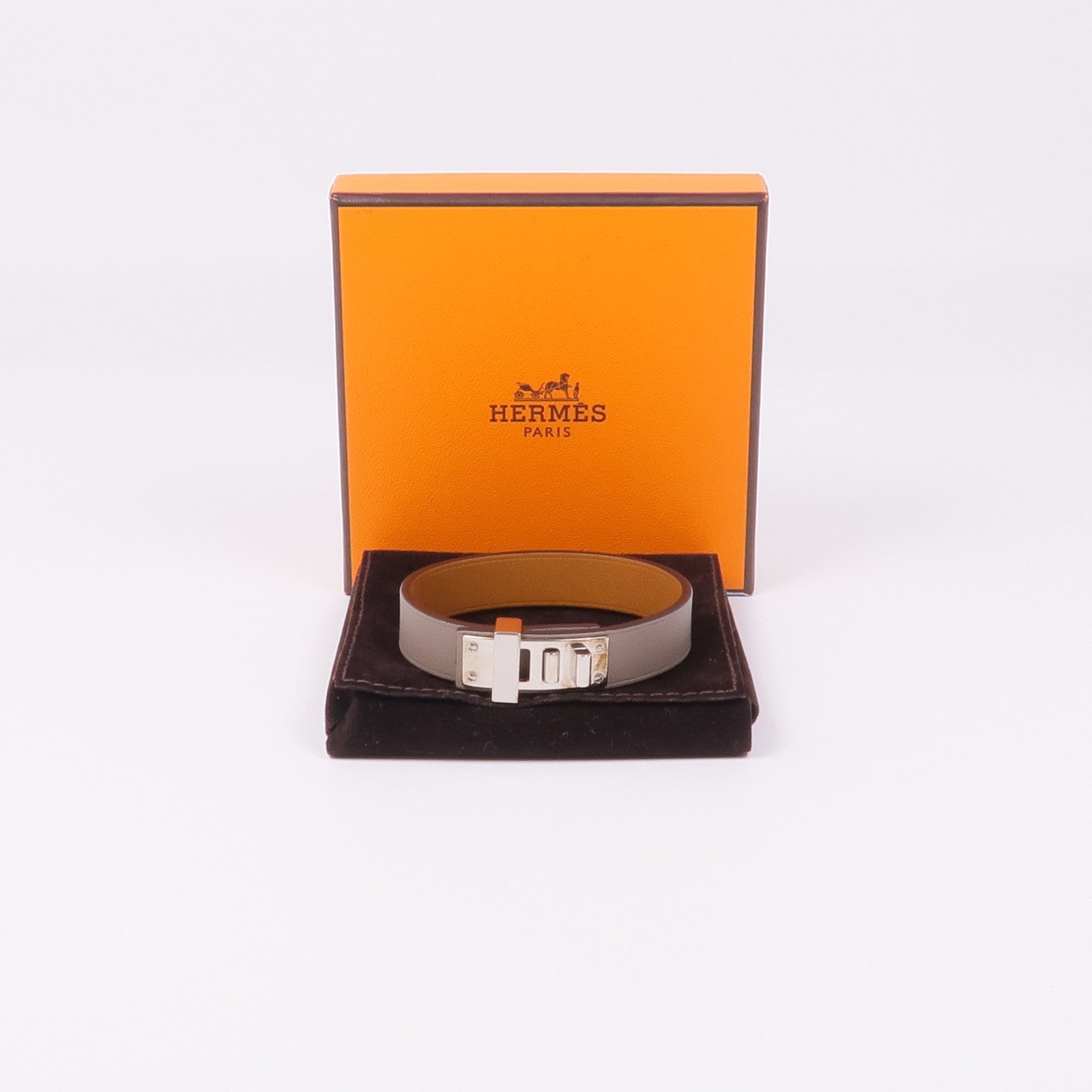 HERMES Swift皮革Mini Dog Bracelet銀扣手帶