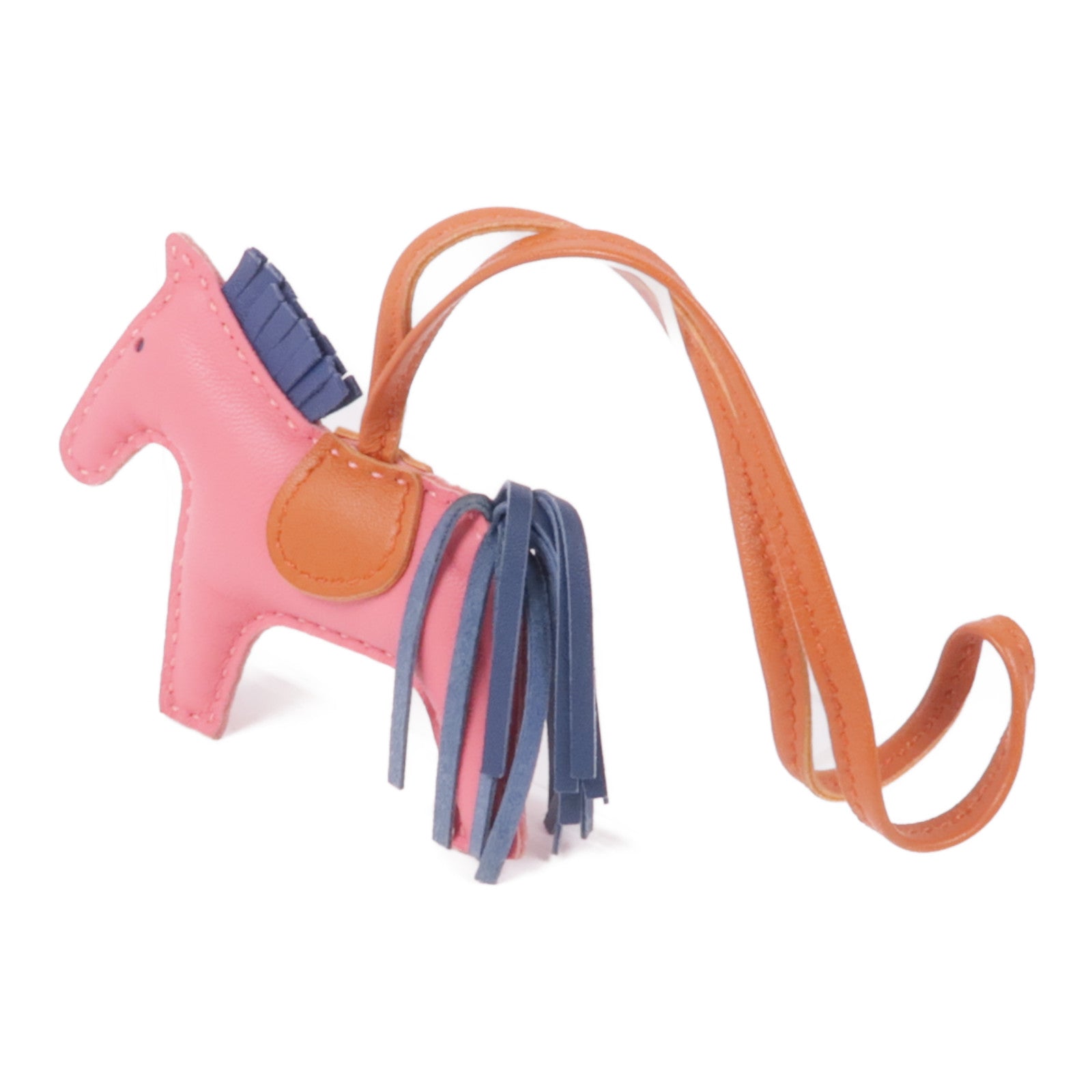 HERMES Rodeo PM Charm Milo Veau Swift Leather Rose Azalee Bleu De Malte