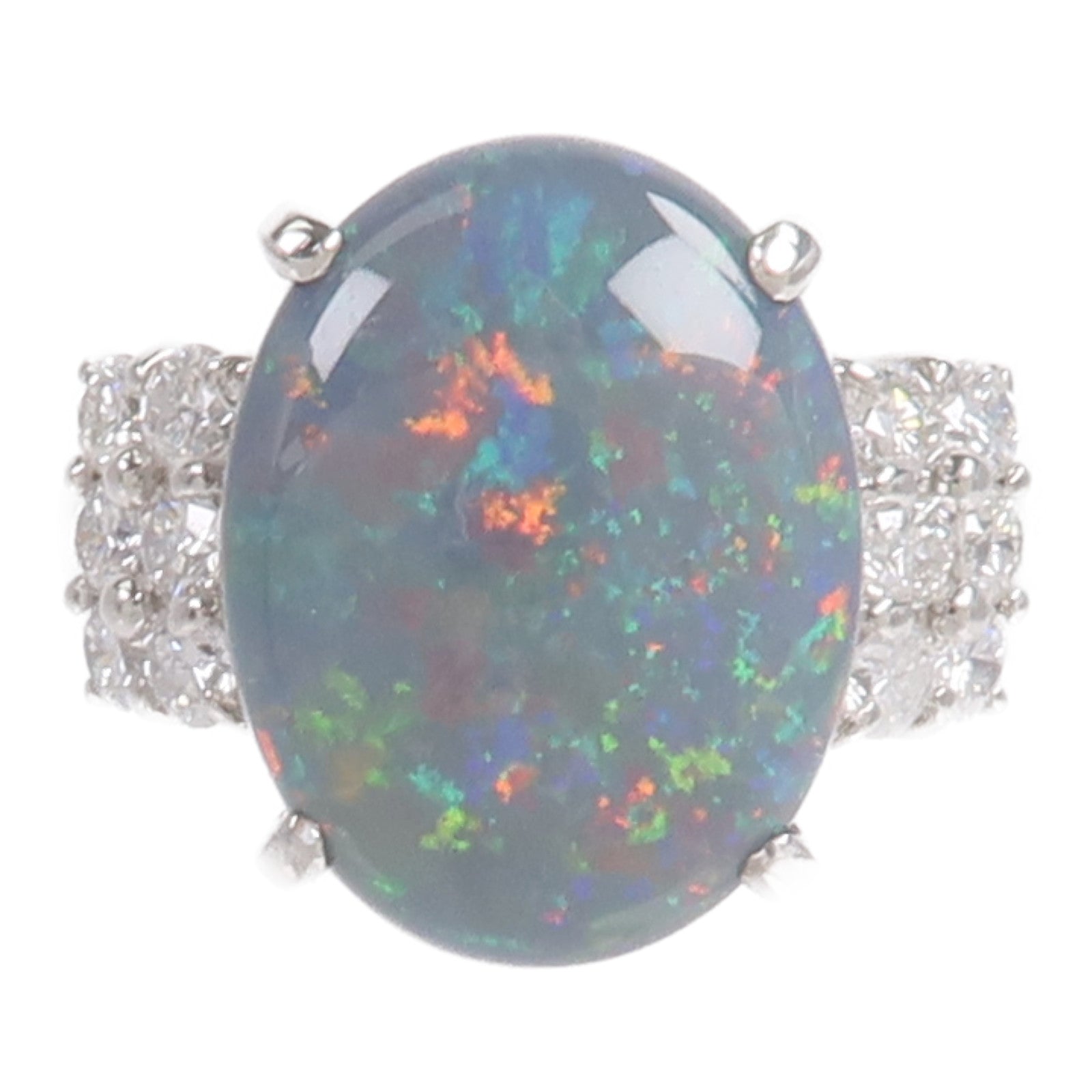 JEWELRY PT900鉑金Black Opal Diamond Ring黑蛋白石/鑽石戒指
