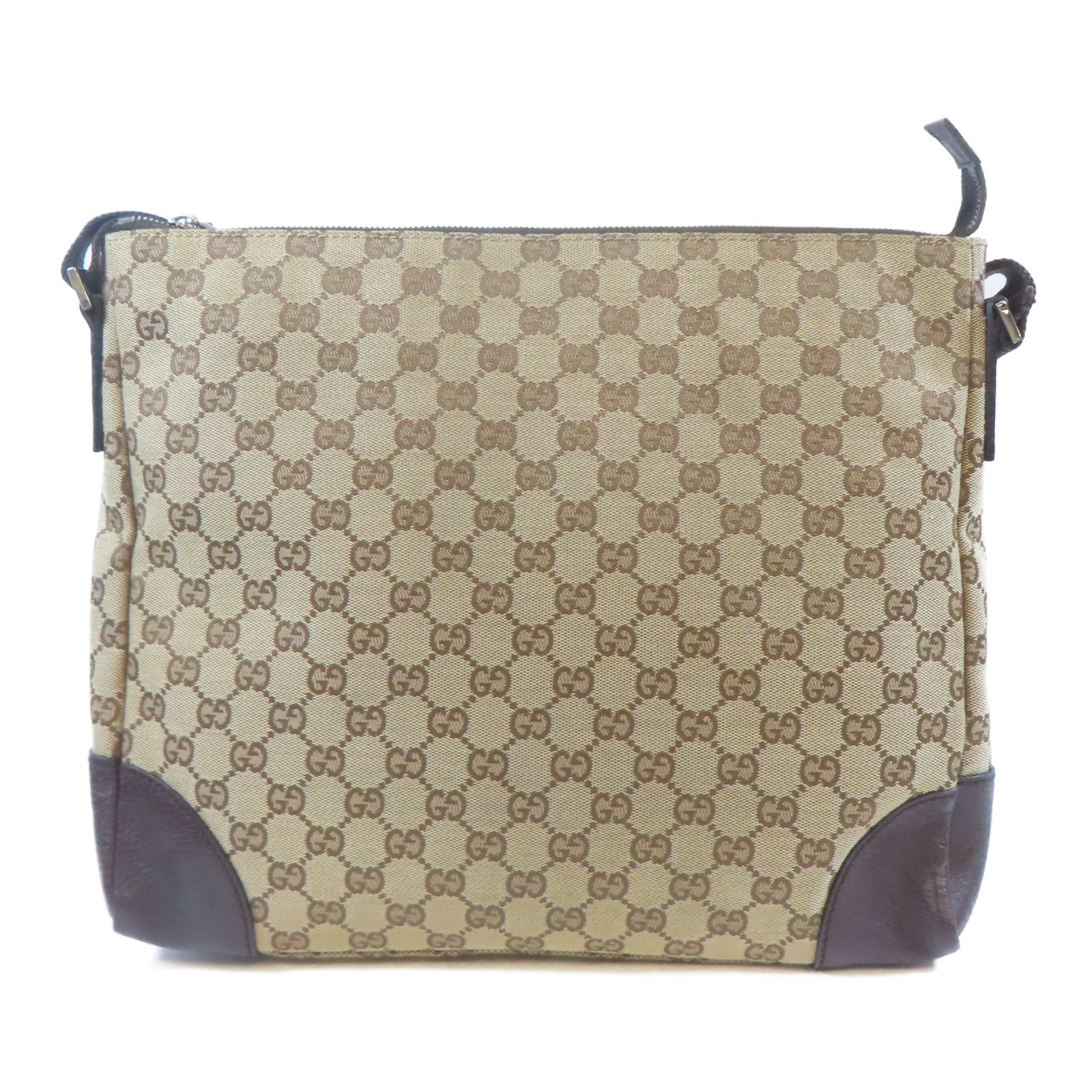 GUCCI 帆布Shoulder Bag銀扣肩背袋啡色
