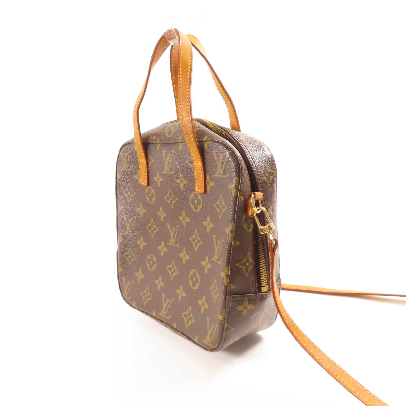 LOUIS VUITTON Monogram Spontini金扣手挽肩背兩用袋棕色