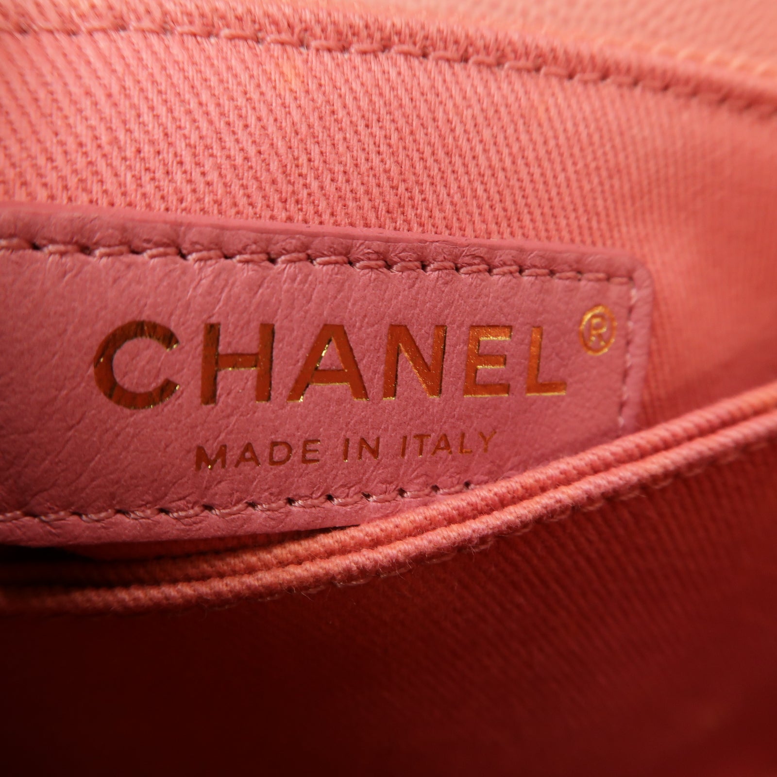 CHANEL 斜紋Caviar皮革Coco Handle金扣手挽肩背兩用袋粉紅色