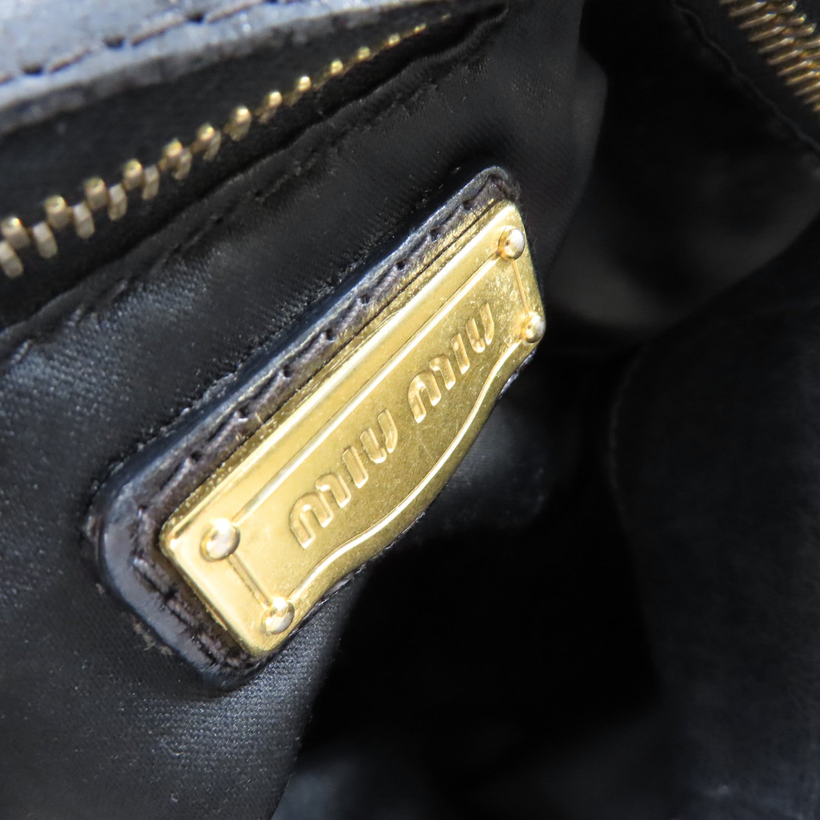 Miu Miu 牛皮皮革2Way Shoulder Bag金扣手挽肩背兩用袋黑色