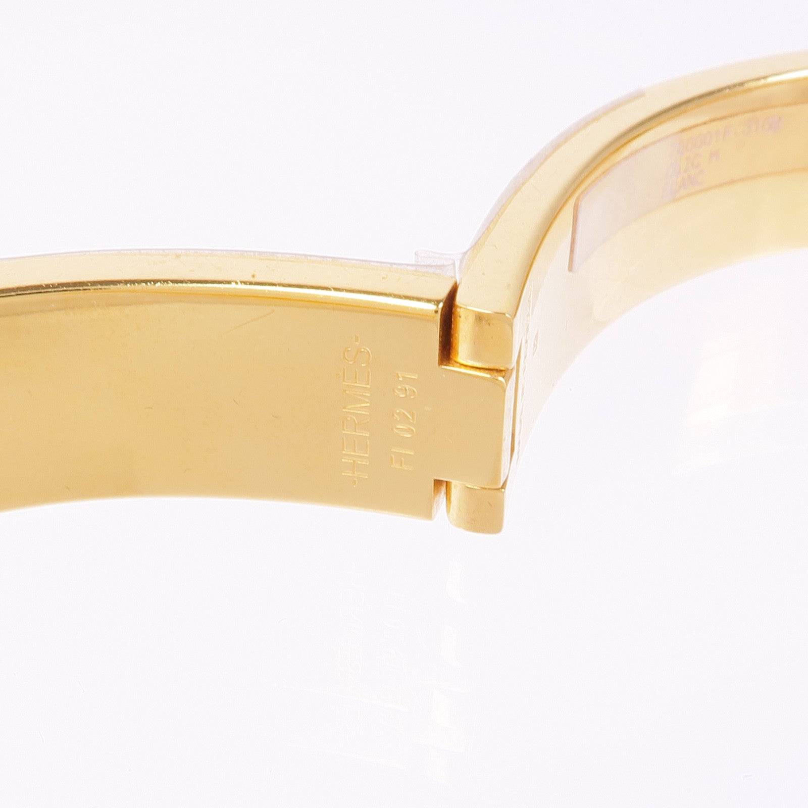 HERMES GHW Clic H Bracelet Bangle Meatl White