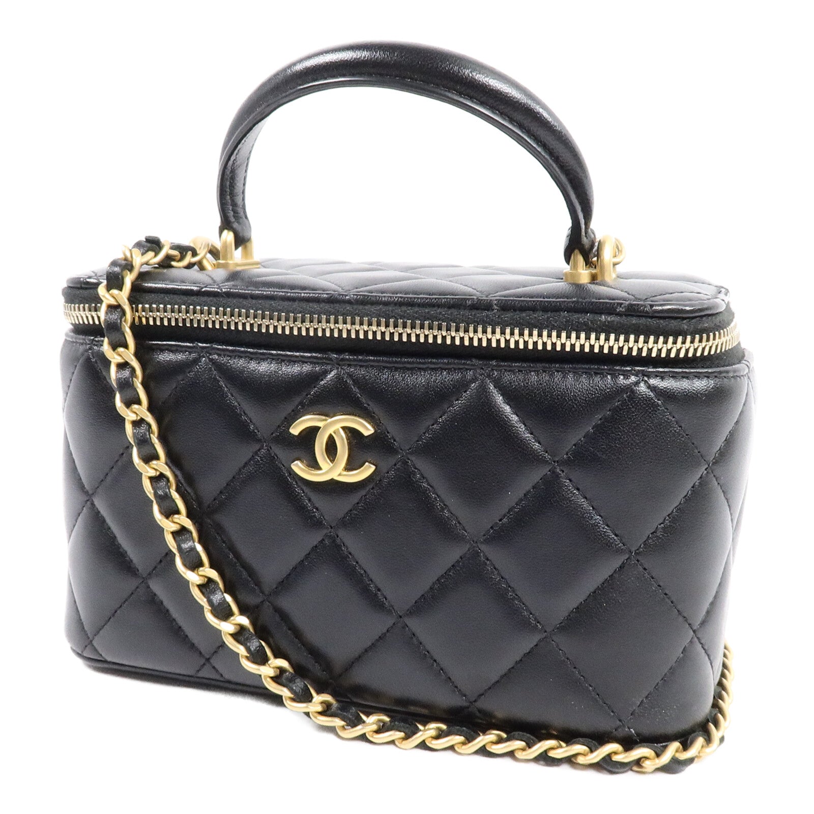 CHANEL 羊皮皮革Vanity Case Top Handle手挽肩背兩用袋