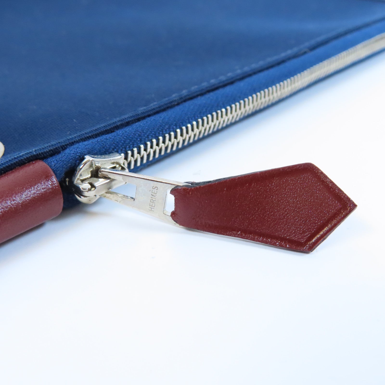HERMES 帆布/皮革Herbag PM銀扣手挽肩背兩用袋Bleu Saphir寶石藍色