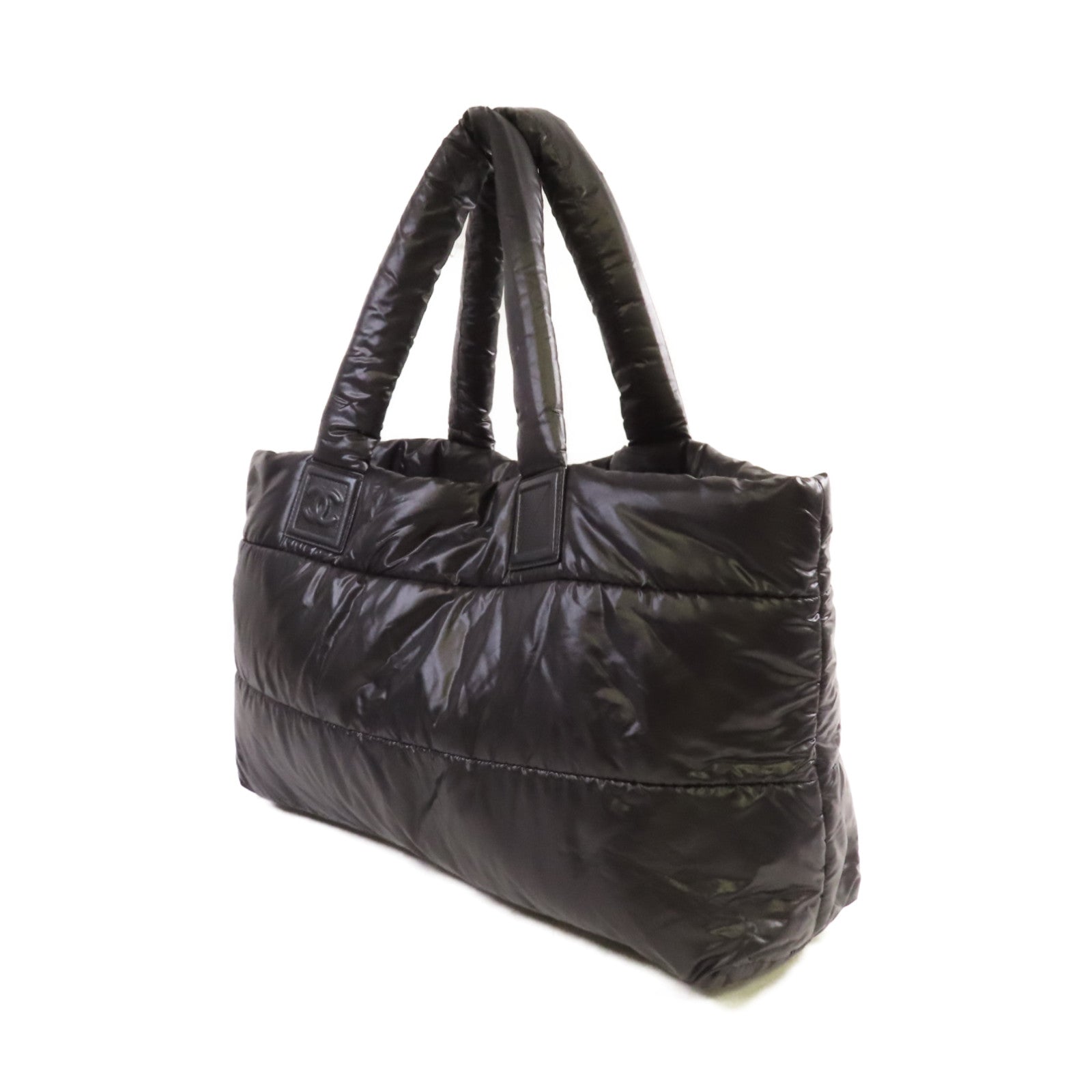 CHANEL 尼龍Coco Cocoon Shoulder Bag銀扣肩背袋黑色
