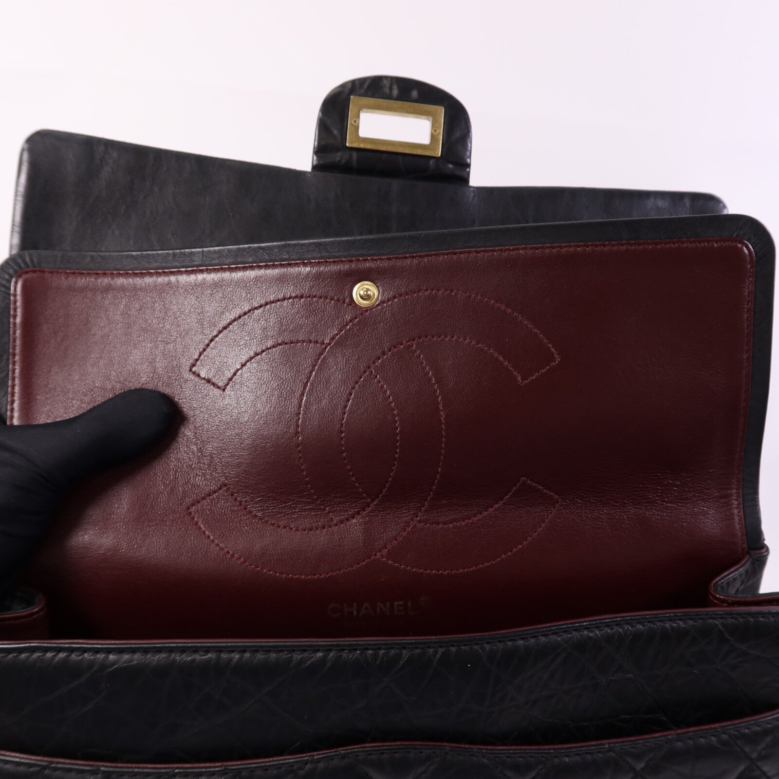 CHANEL 【激減優惠】牛皮皮革2.55 Large金扣鏈帶肩背袋