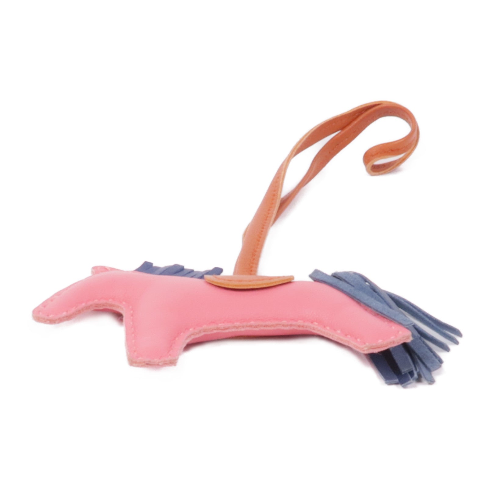 HERMES Rodeo PM Charm Milo Veau Swift Leather Rose Azalee Bleu De Malte