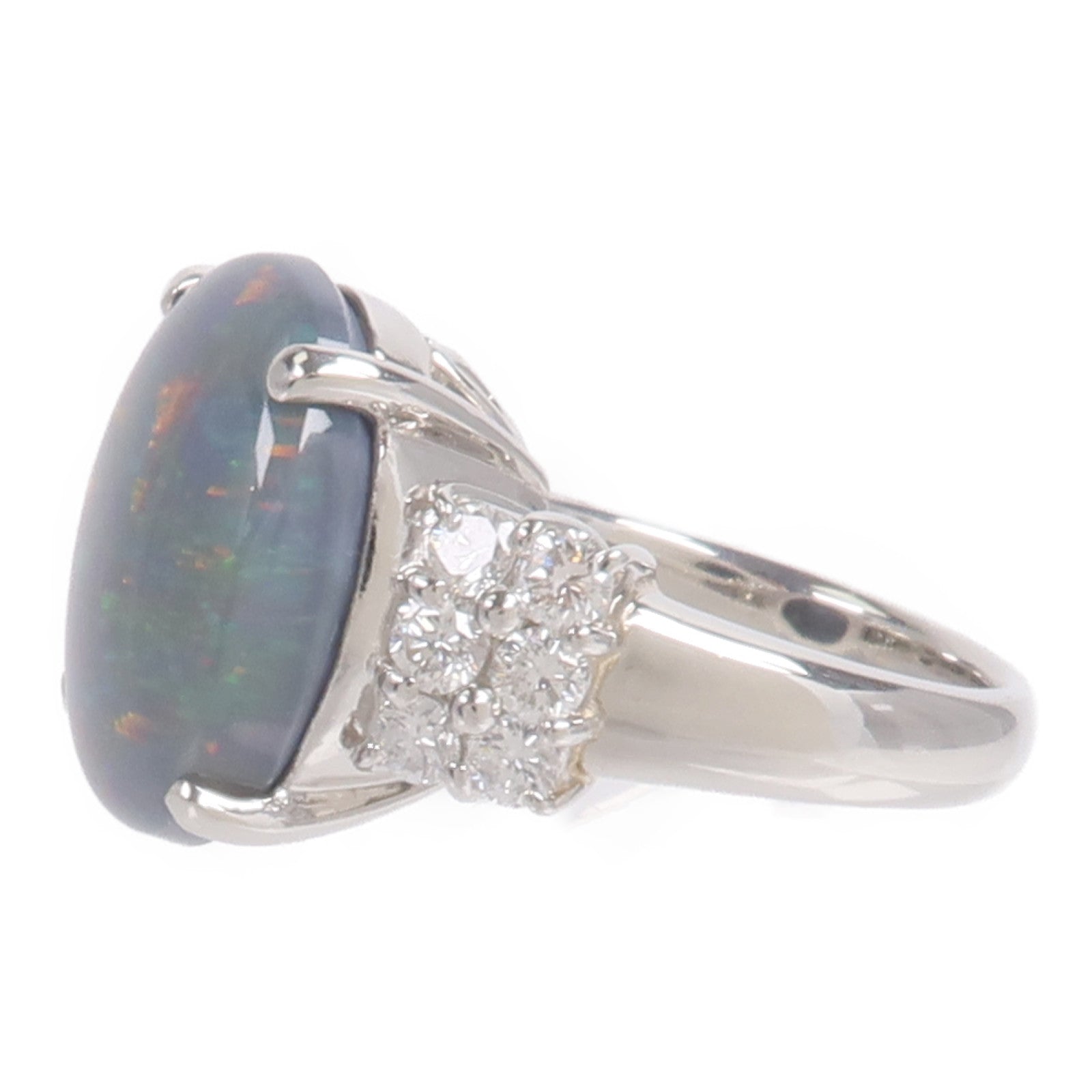 JEWELRY PT900鉑金Black Opal Diamond Ring黑蛋白石/鑽石戒指