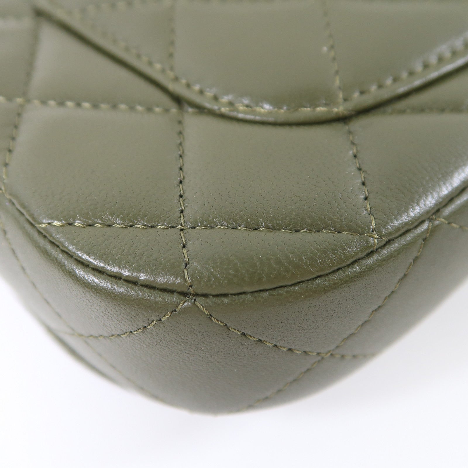 CHANEL 菱格羊皮皮革Shoulder Bag金扣鏈帶肩背袋綠色