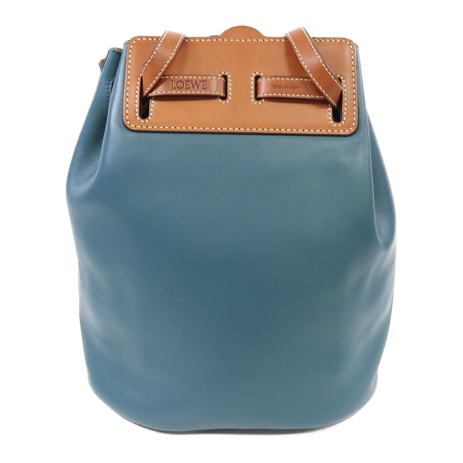 LOEWE 【激減優惠】牛皮皮革Lazo Bucket肩背袋藍色/啡色